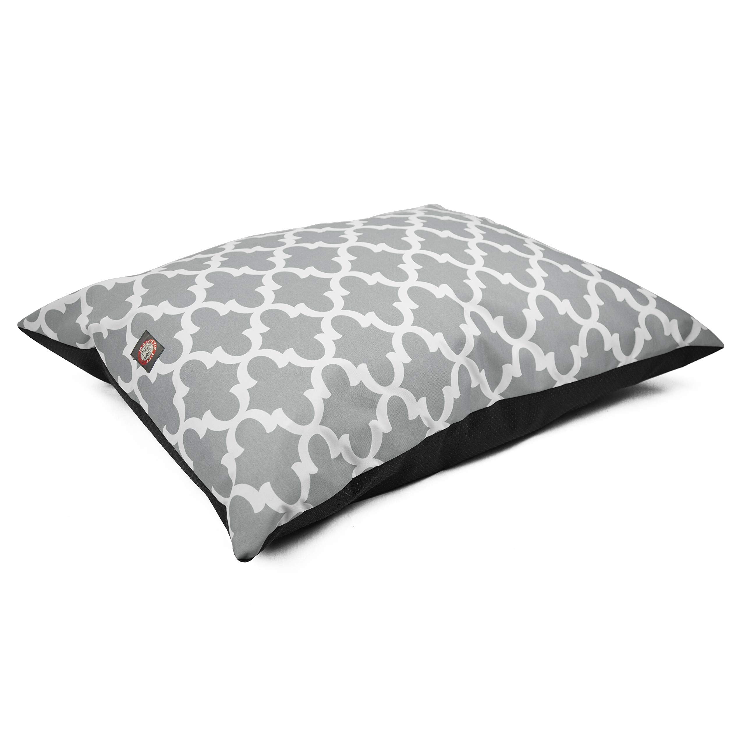 Majestic Pet Rectangle Large Dog Bed Washable – Non Slip Comfy Pet Bed – Dog Crate Bed Super Value Pillow Dog Bed – Dog Kennel Bed For Sleeping - Dog Bed Large Breed 46 X 35 Inch – Trellis Gray