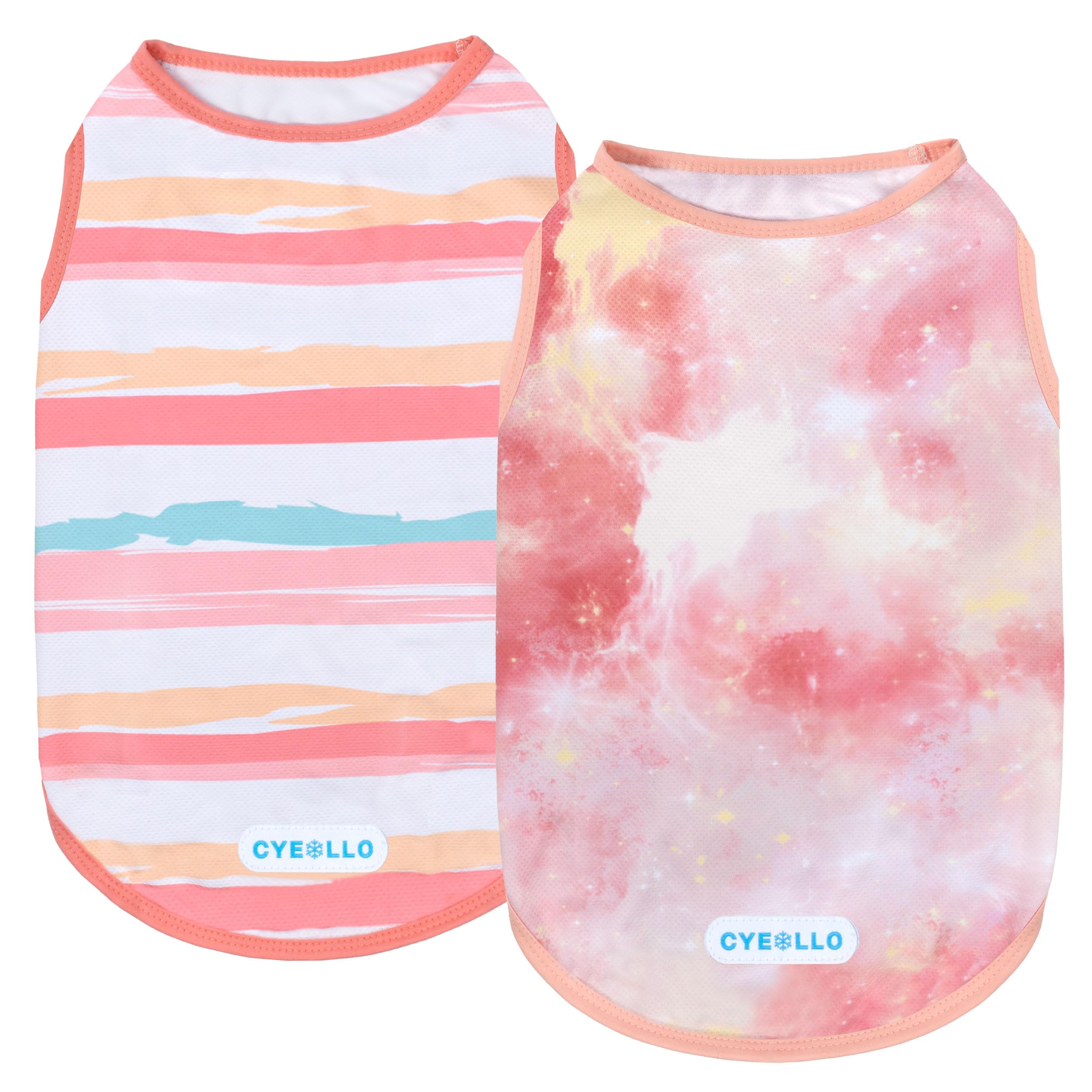 Cyeollo 2Pack Dog Cooling Shirt, Breathable Sleeveless Summer Clothes For Dogs, Intant Cool T Shirts For Small Dogs, Pink Xl