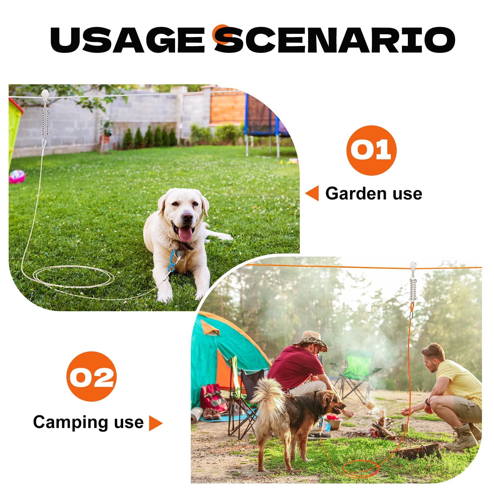 Dog Runner For Yard Large Dog Heavy Duty 75Ft With Double Shock Absorbers Tangle-Free Aerial Trolley System For Large Dogs Up To