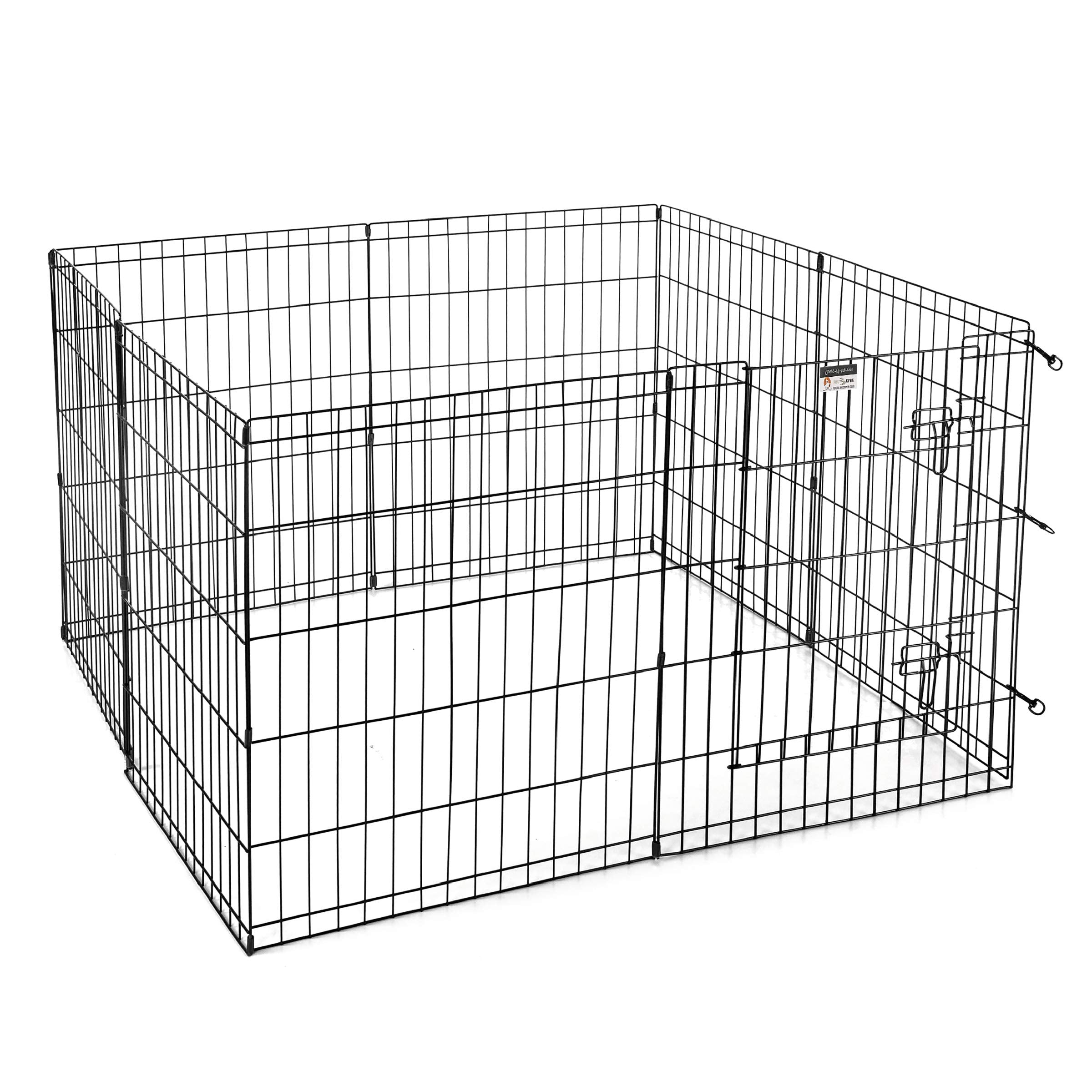 Dog Playpen - Foldable Metal Exercise Puppy Play Pen With 8 24X30In Panels - Indoor/Outdoor Pen With Door For Dogs, Cats Or Smal
