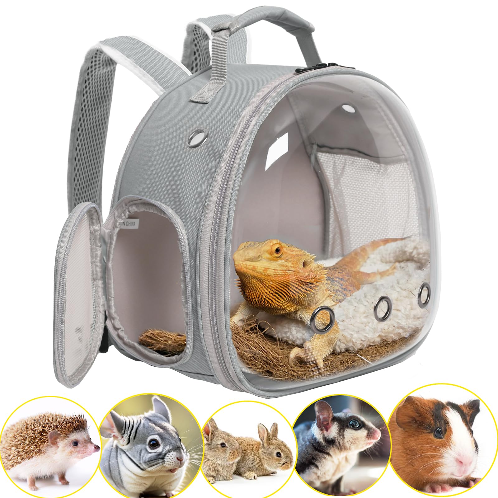 Guinea Pig Backpack Carrier, Reptile Outdoor Used,Bearded Dragon Carrier Backpack With Clear Bubble Window,Small Animal Travel B