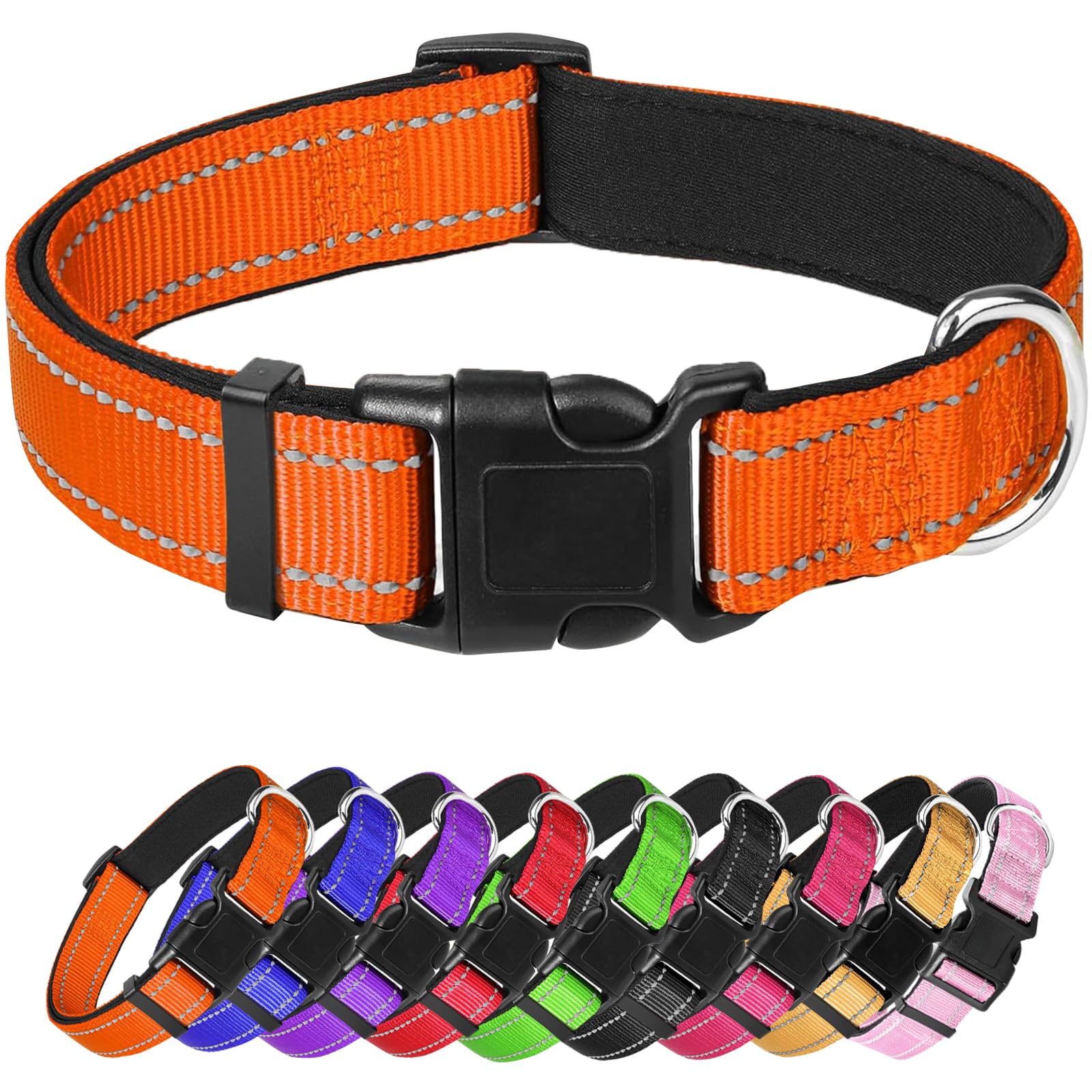 Xs Dog Collar, Reflective Pet Collar With Buckle Adjustable Safety Nylon Collars For Small Medium Large Dogs, Orange