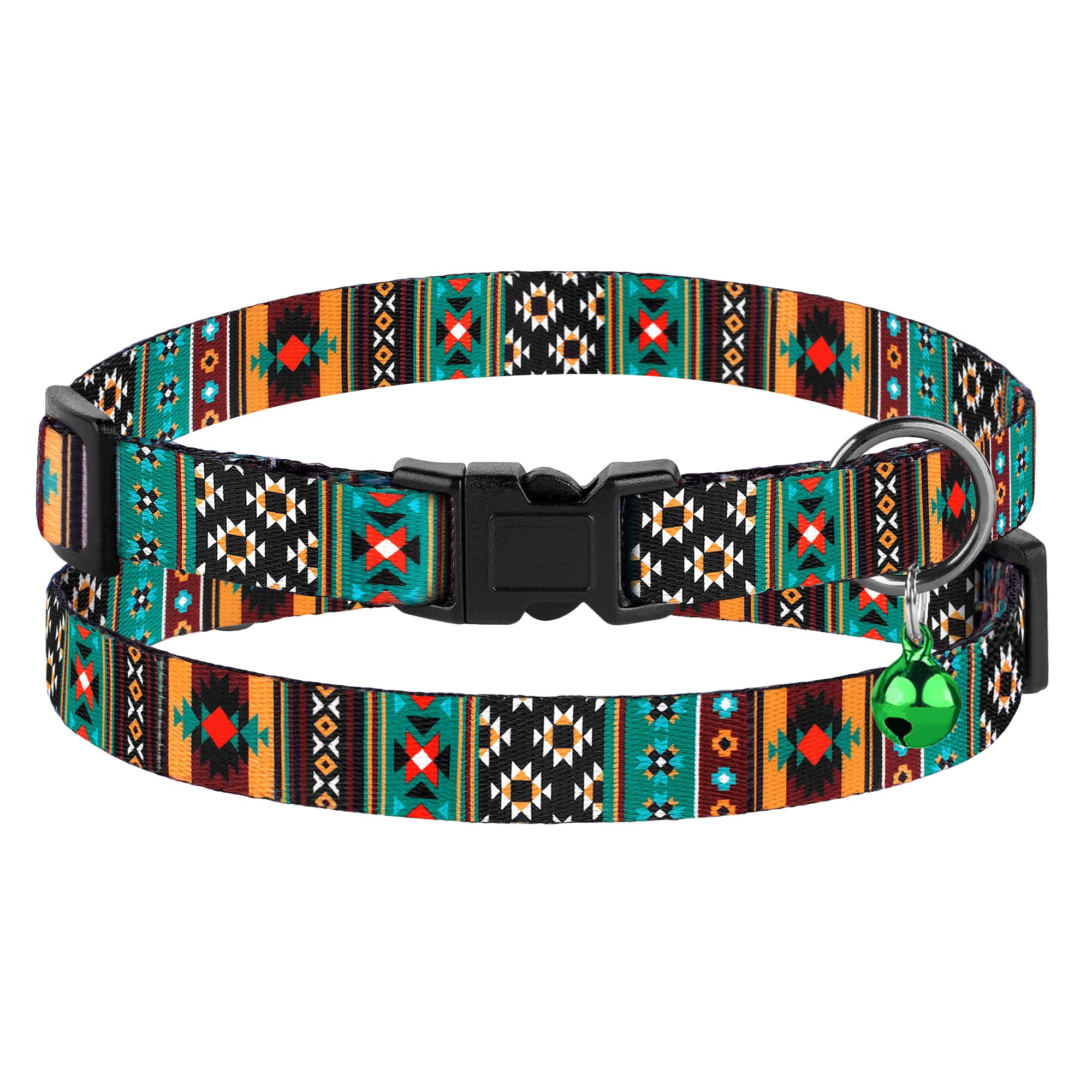 Cat Collar Breakaway 2Pcs Adjustable Pattern Tribal Aztec Southwest Safety Pet Collars For Cats Kitten (Aztec + Tribal)