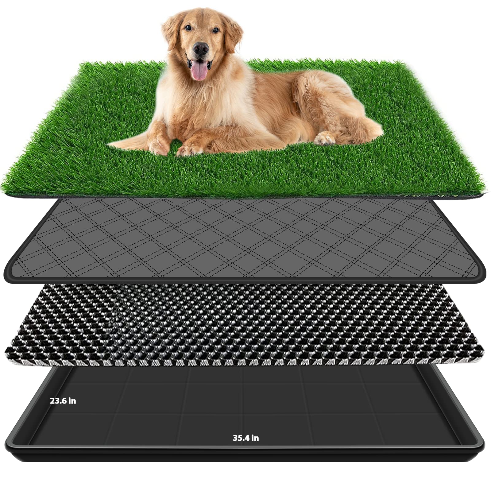 Embellbatt 35.4 X 23.6In Dog Grass Pad With Tray Pet Potty Fake Grass Training Mat Artificial Grass For Dogs With Tray On Indoor And Outdoor