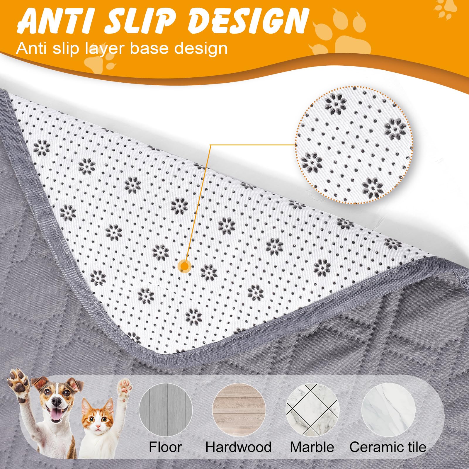 41   X36    Washable Pee Pads For Dogs, 2 Pack Reusable Puppy Pads, Waterproof & Leakproof Non-Slip Pet Pee Pads, 4 Layer Design