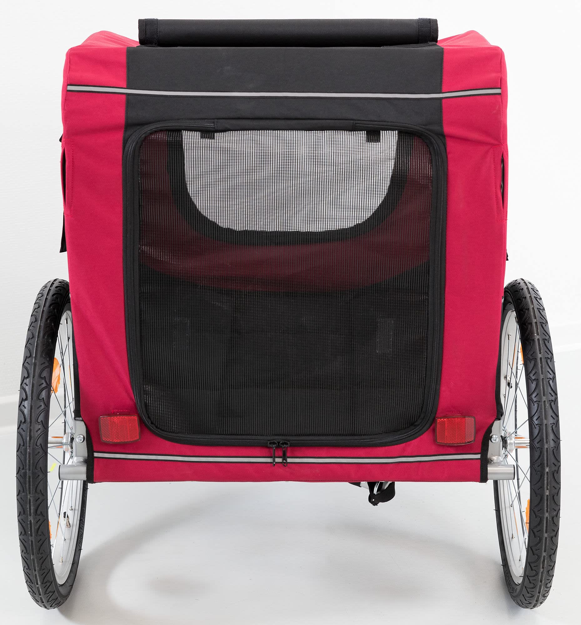 Trixie Convertible Dog Bike Trailer And Pet Stroller For Medium Dogs Up To 66 Lbs, Quick Set-Up And Fold Down, Red