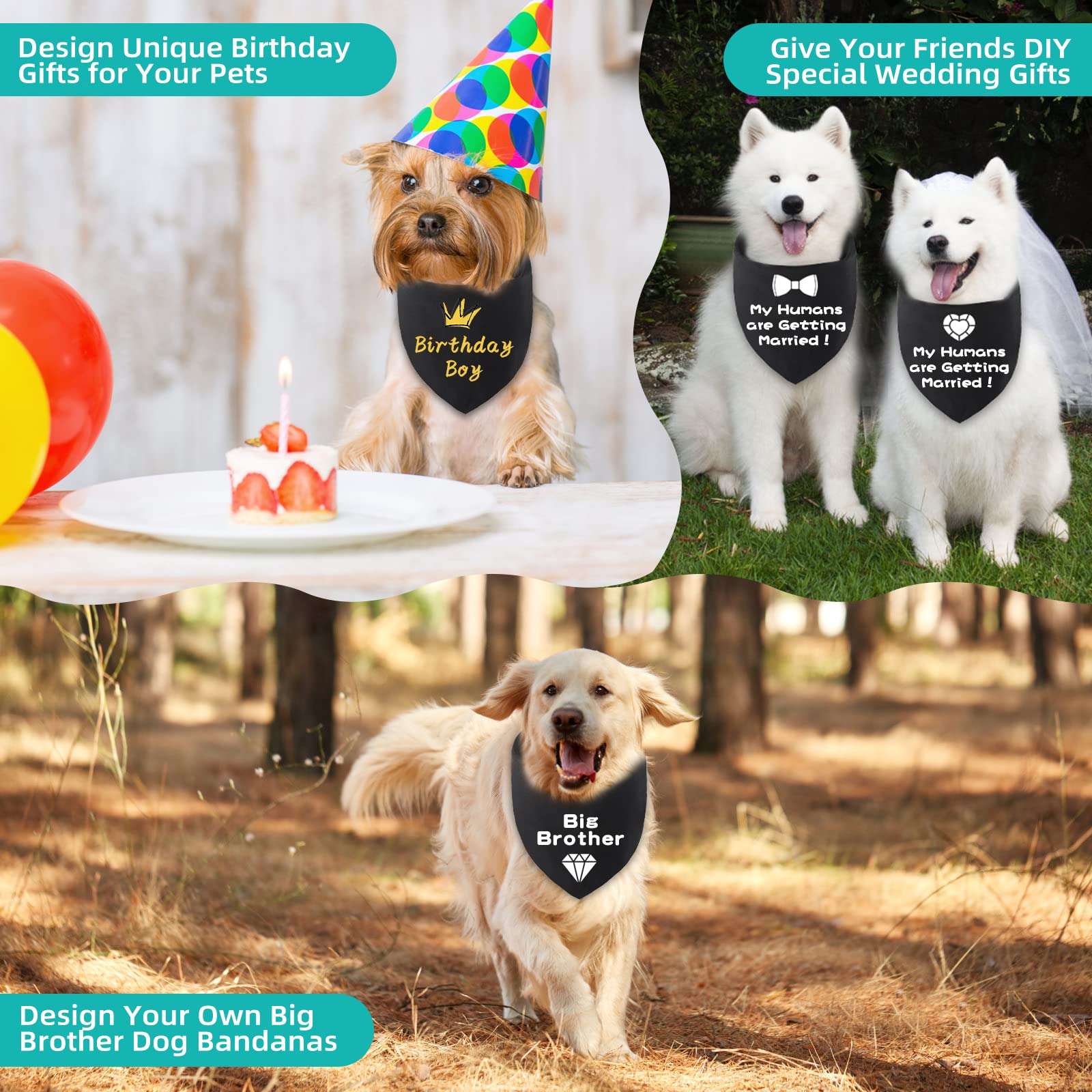 Gofshy Sublimation Blank Dog Bandanas, Diy Solid White Or Black Triangle Scarf Premium Cotton Diy Handkerchief/Bib, Personalized Design Birthday/Party Fun Idea Engagement Gift (Black-1Pcs, Medium)