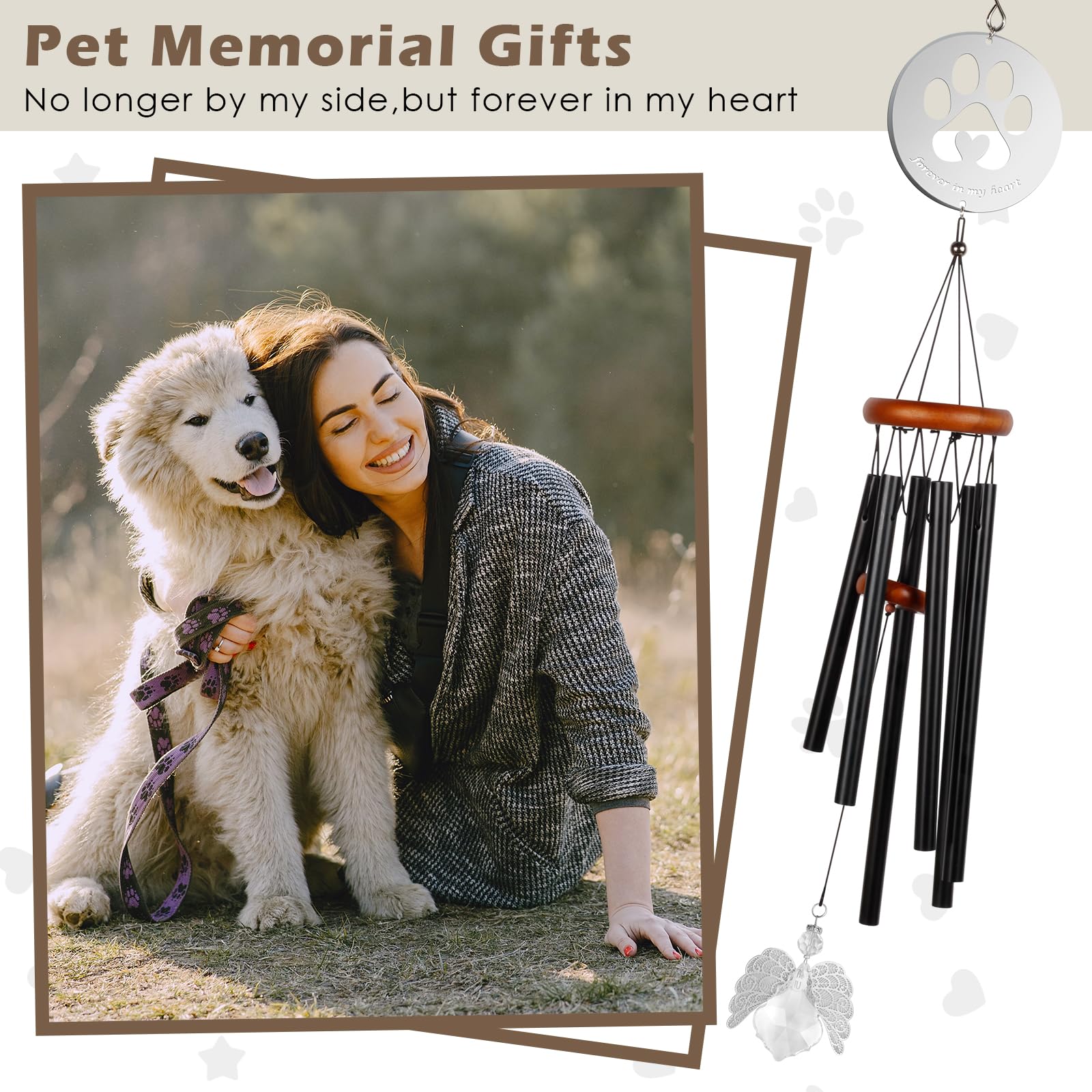 Motaweek Dog Memorial Gifts For Loss Of Dog, Pet Memorial Wind Chime, Loss Of Pet Sympathy Gift, Pet Memorial Suncatcher, Dog Re