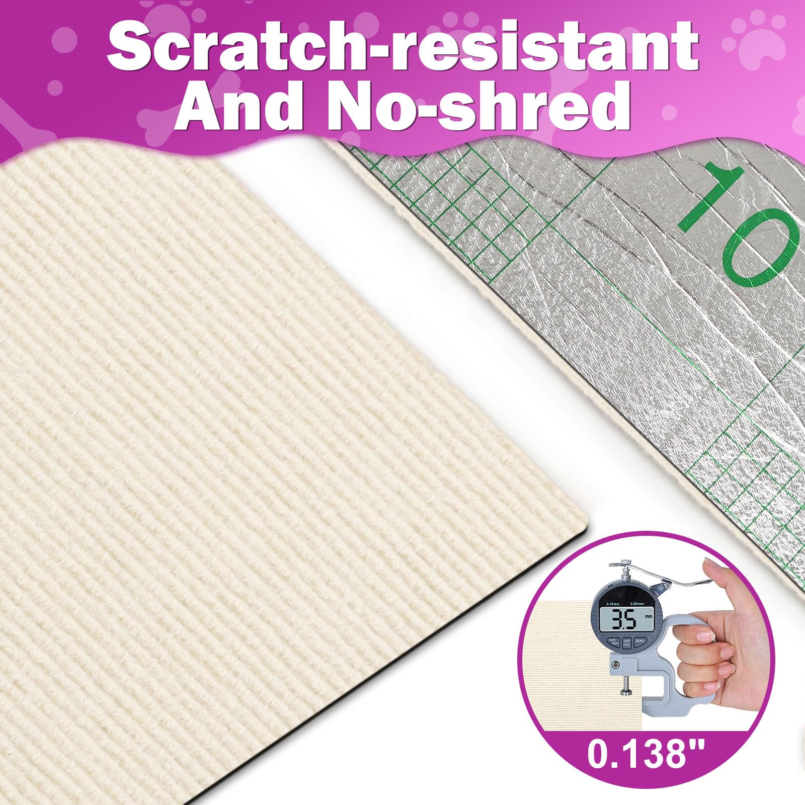Enonci 196.8X15.8 Cat Wall Scratcher Mat With Nano Tape,Anti Cats Scratch Furniture Couch Carpet Corner Protector For Indoor,Tri