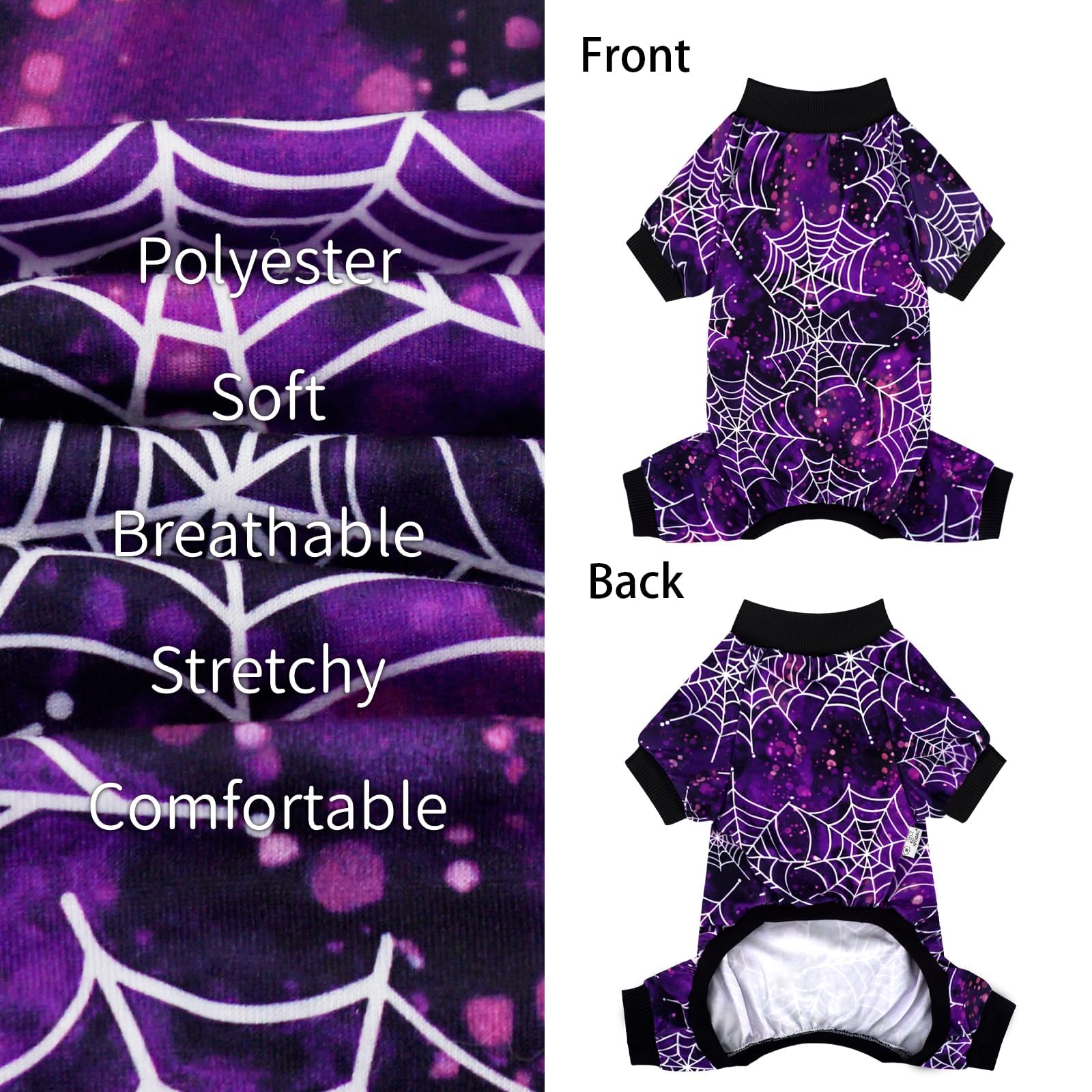 Xpudac Halloween Dog Pajamas For Small Medium Dogs Spider Puppy Costume Soft Pet Clothes Outfit Cat Jumpsuits, Large