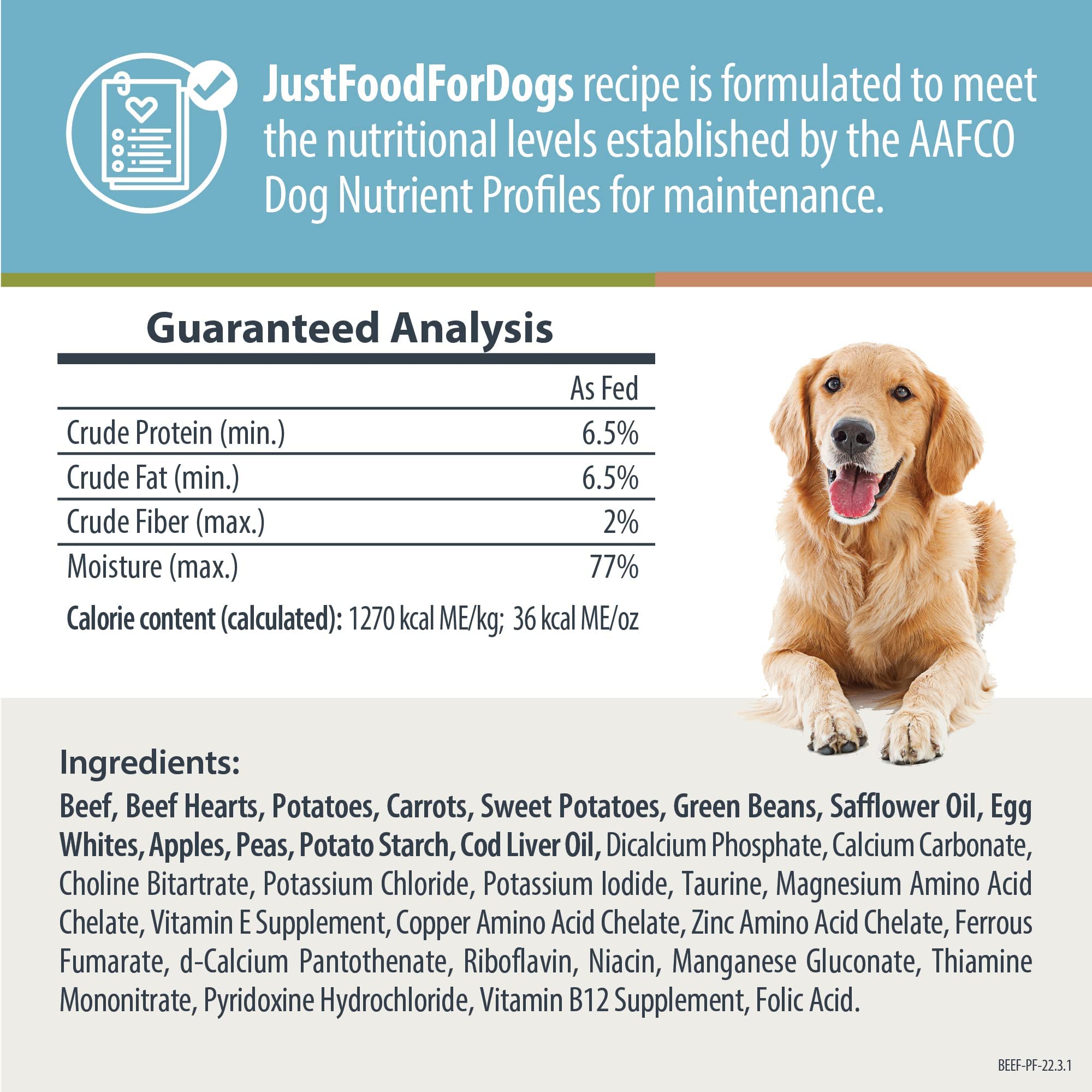 JustFoodForDogs Pantry Fresh Wet Dog Food, Complete Meal or Dog Food Topper, Beef & Russet Potato Human Grade Dog Food Recipe -