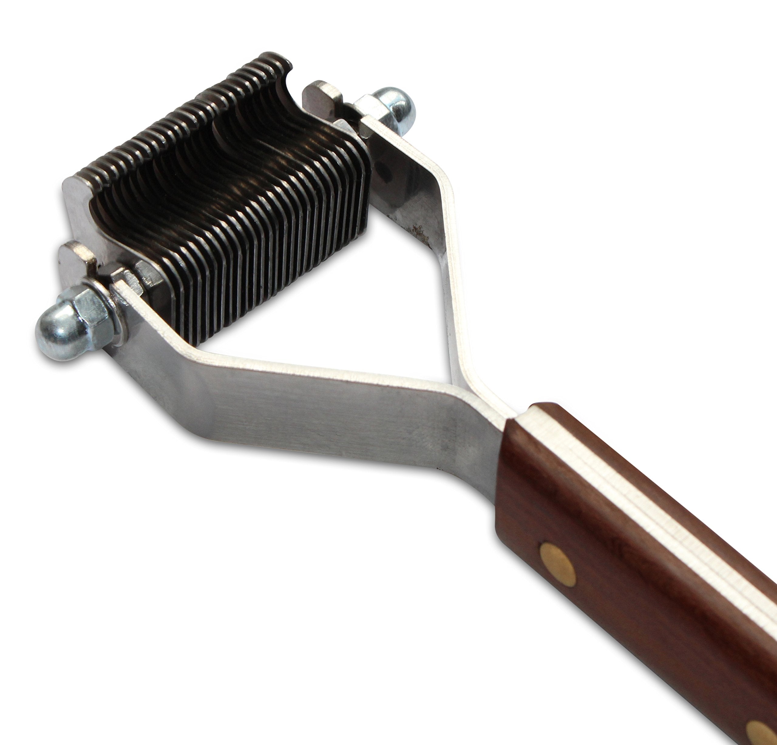 Mars Coat King Dematting Undercoat Grooming Rake Stripper Tool For Dogs And Cats, Stainless Steel With Wooden Handle For Thick Coats, 26-Blade Stripper For Groomers, Pet Owners