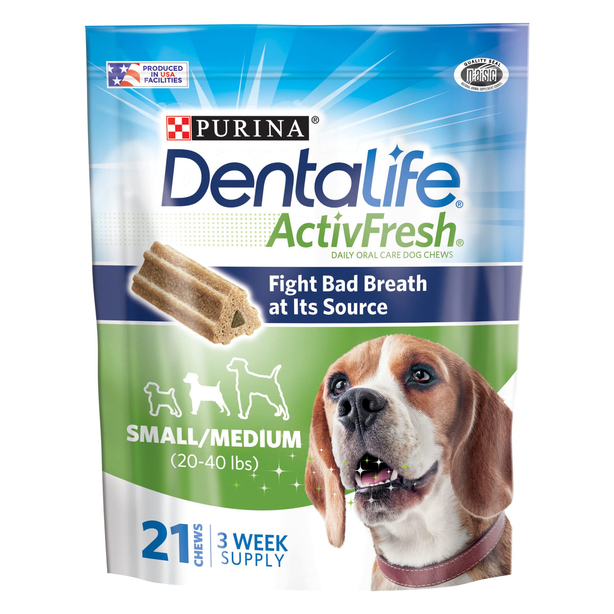 Purina Dentalife Dental Care Small/Medium Dog Chews, Activfresh Daily Oral Care - (4) 21 Ct. Pouches