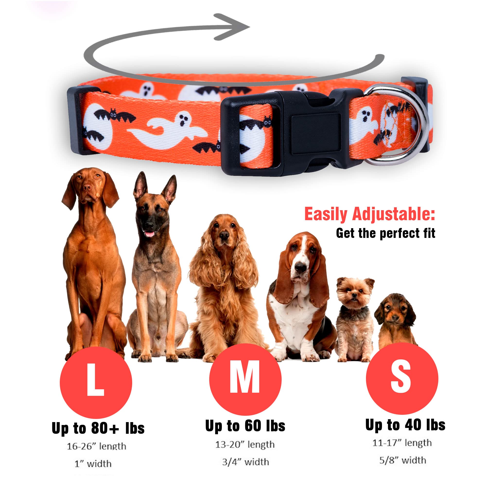 Native Pup Halloween Dog Collar (Medium, Ghosts)