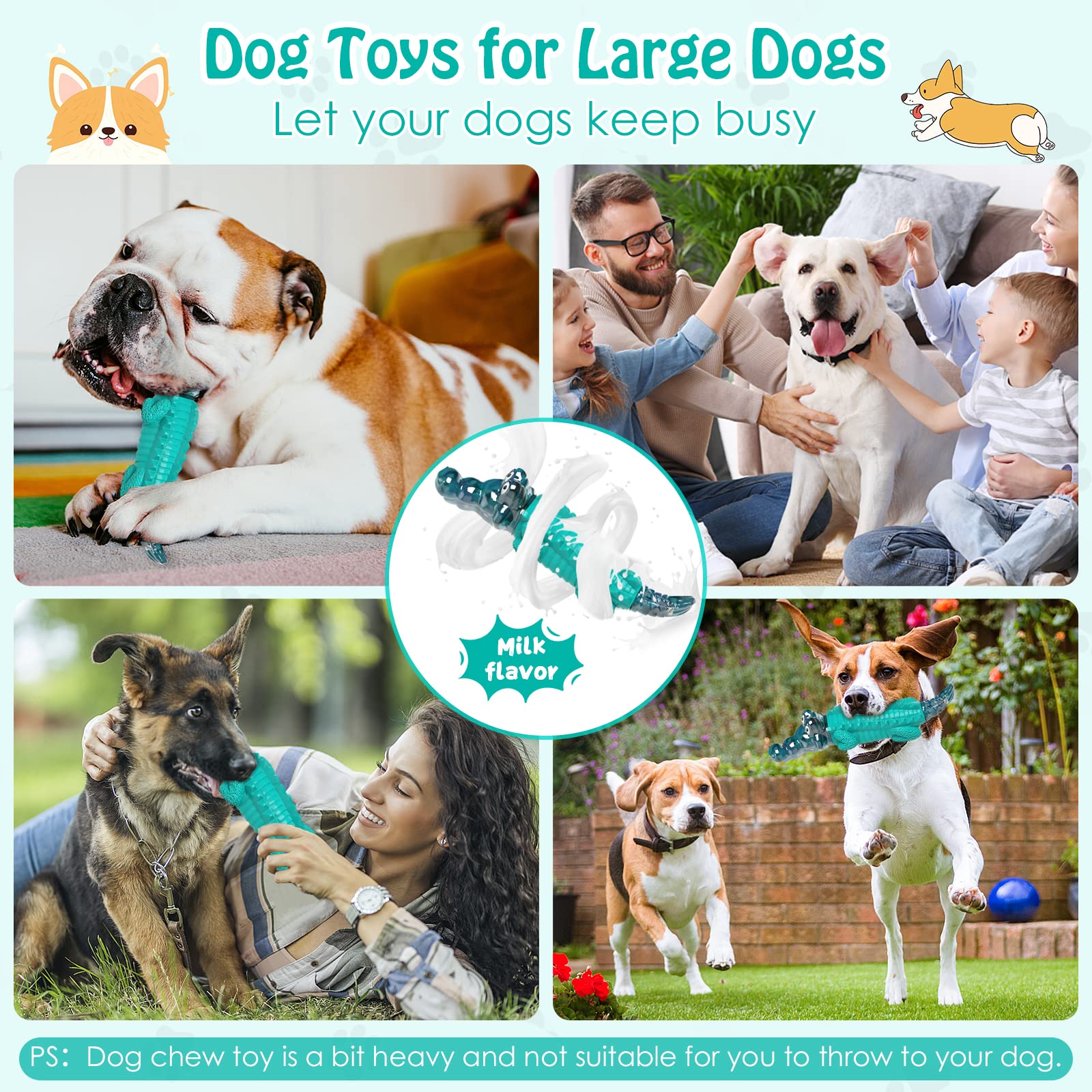 Jeefome Large Dog Toys For Aggressive Chewers: Dog Chew Toy - Tough Dog Toys For Large Dogs - Indestructible Dog Toys For Mediun/Large Breeds Dogs
