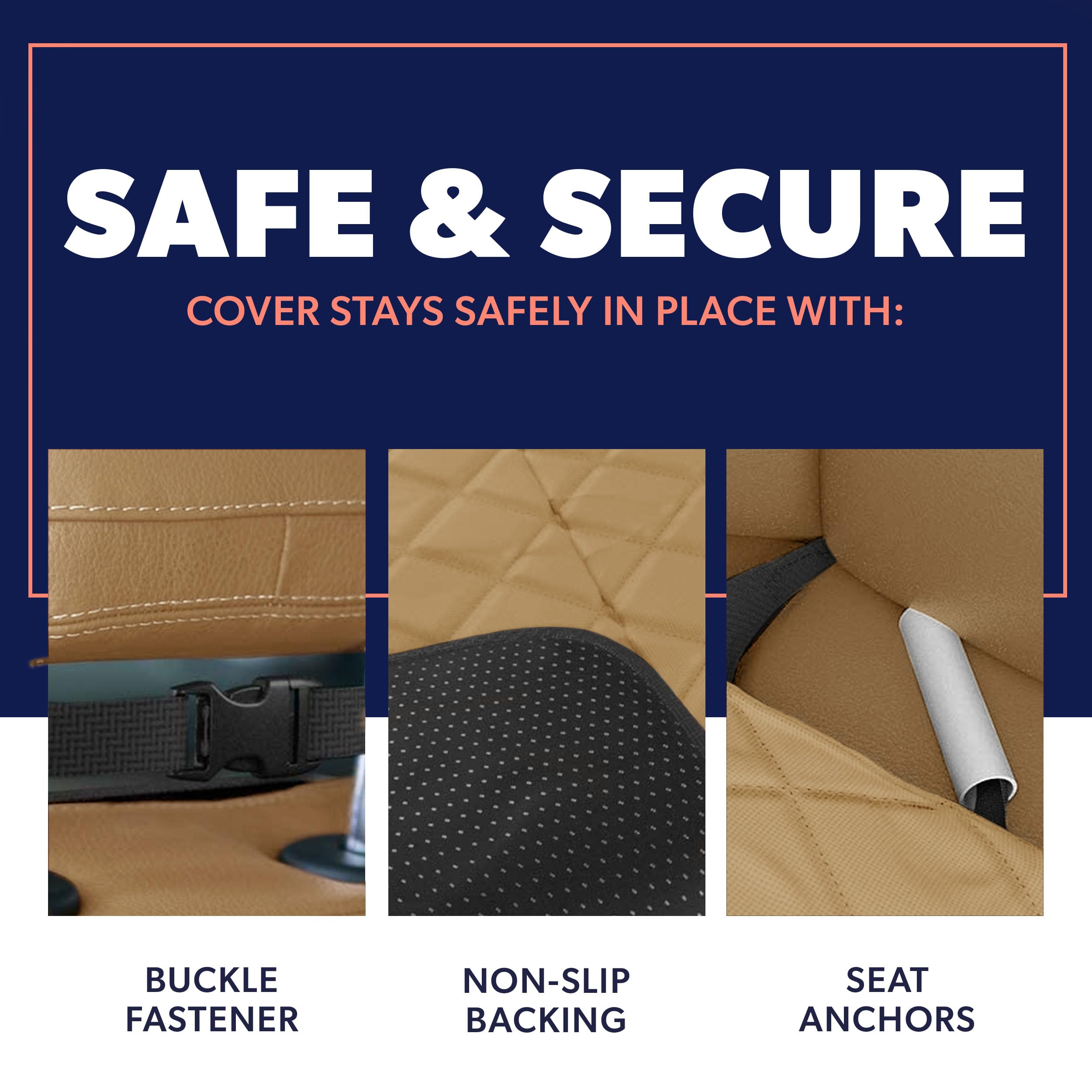 Active Pets Dog Car Seat Cover, Waterproof Front Seat Protector For Suv Truck Sedan, Pet Safety Travel Comfort System With Universal Fit, Beige