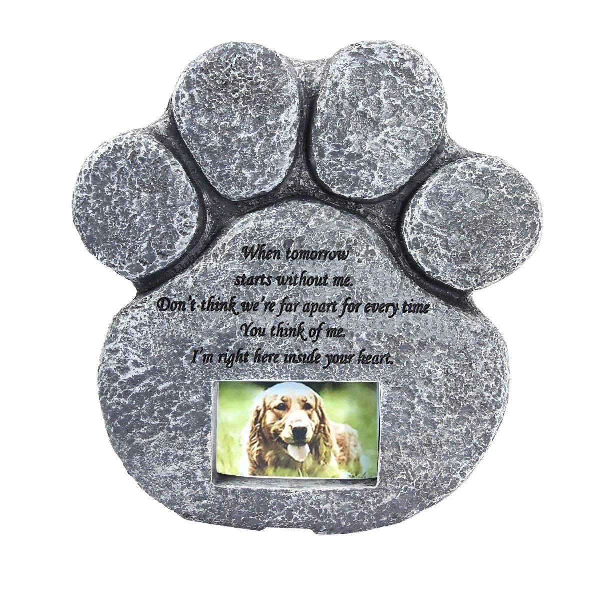 Mochiglory Paw Print Pet Memorial Stone Puppy Tombstone Indoor Outdoor Dog Or Cat Grave Loss Of Pet'S Final Resting Peace