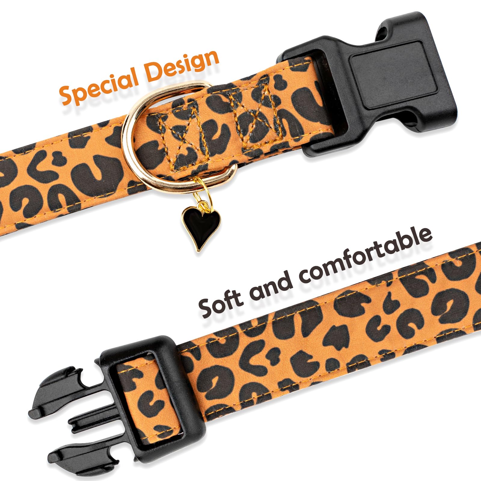 Faygarsle Brown Leopard Print Dog Collar For Small, Medium, Large Boys Girls Dogs S