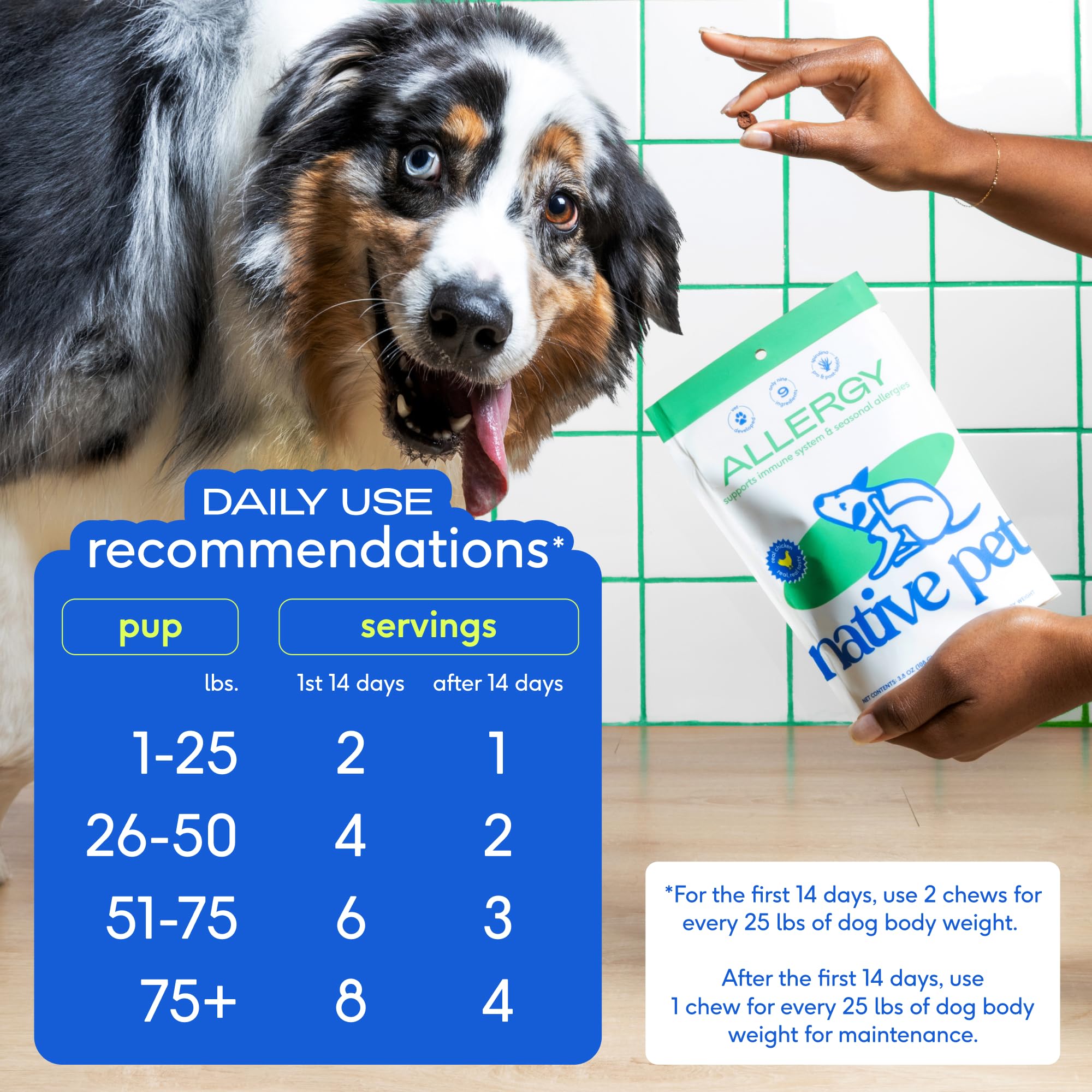 Native Pet Dog Allergy Chews - Dog Allergy Relief with Probiotics and Colostrum for Itchy Skin Relief to Support Seasonal Allerg
