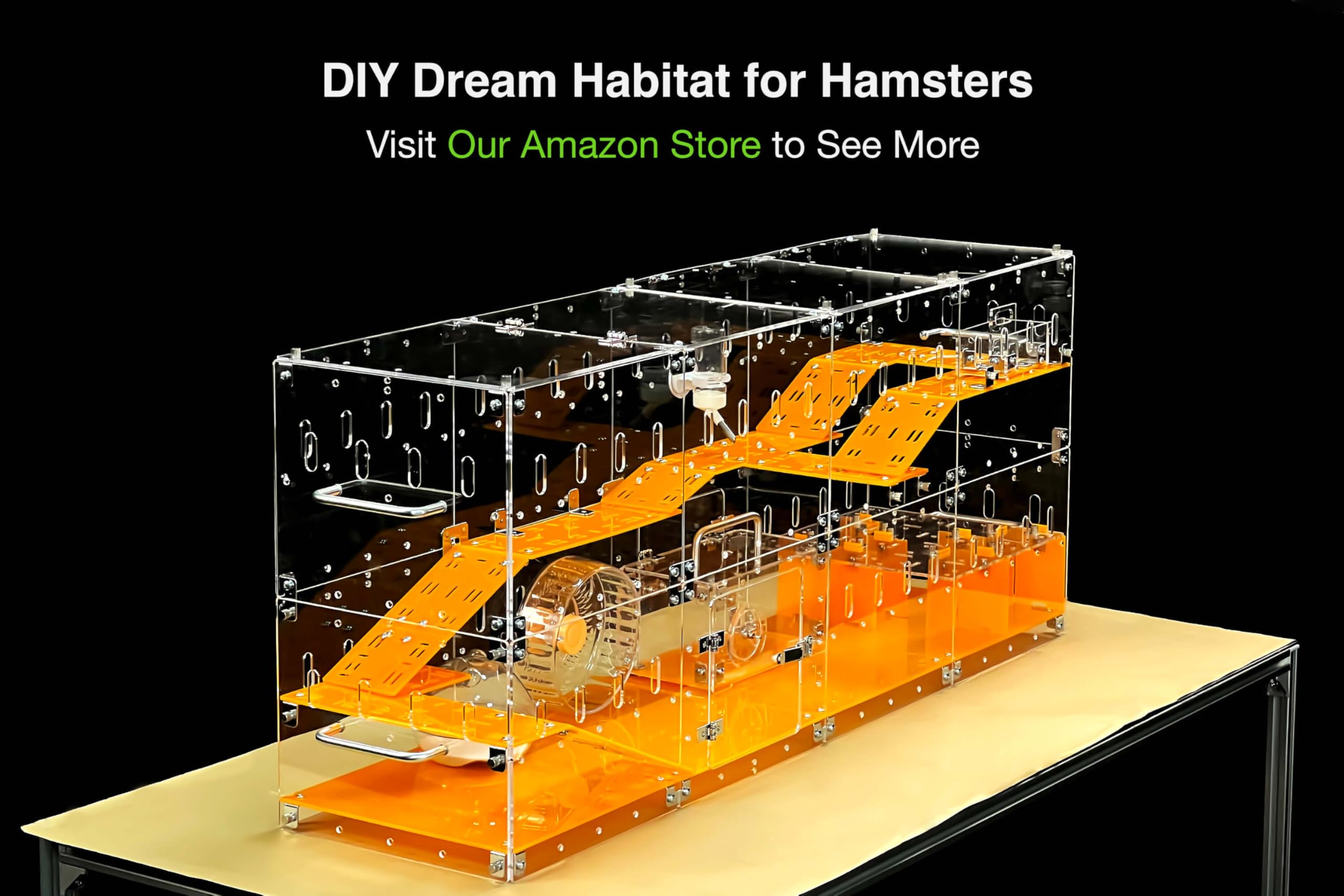 Guinealoft Acrylic Cage (Model-P3) - Small 2X1 Ft Enclosed Cage W/Lid & Bottom For Hamsters, Rats, Mice, Gerbils, Connectable, D