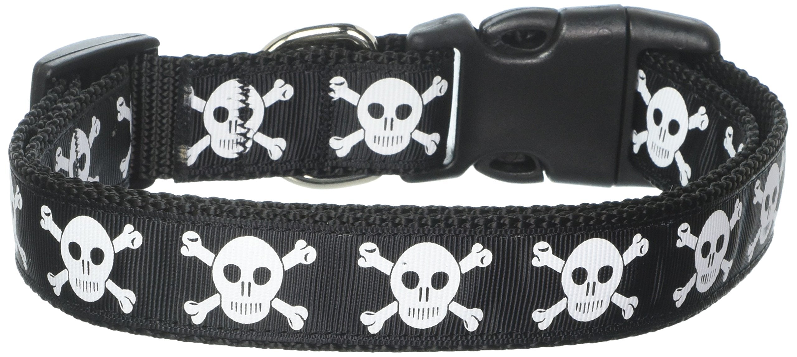 Mirage Pet Products Skulls Nylon Ribbon Dog Collar, Large