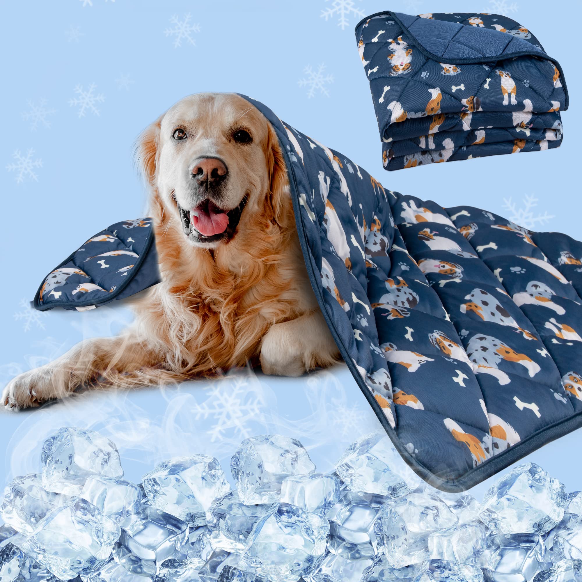 Dog Cooling Mat, Premium Lightweight Pet Cooling Blanket Bed Cover For Dogs, Cat, Puppies | Ice Silk Cooling Pad For Dogs Furnit