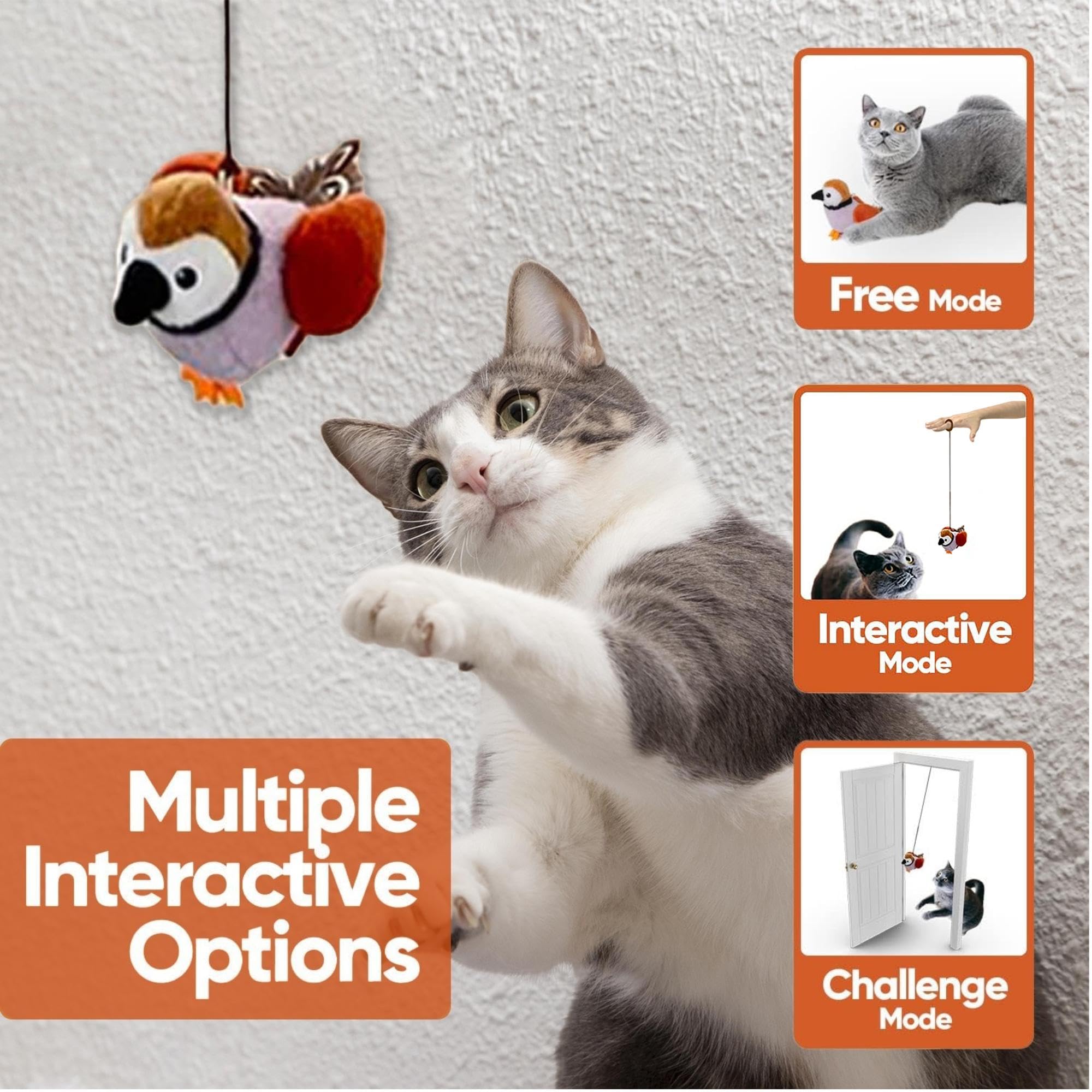 Petfuture Cat Toys For Indoor Cats,Interactive Chirping Bird Cat Toys With Catnip & Feather, Kitten Toys, Diy Cat Wand Toys Hang