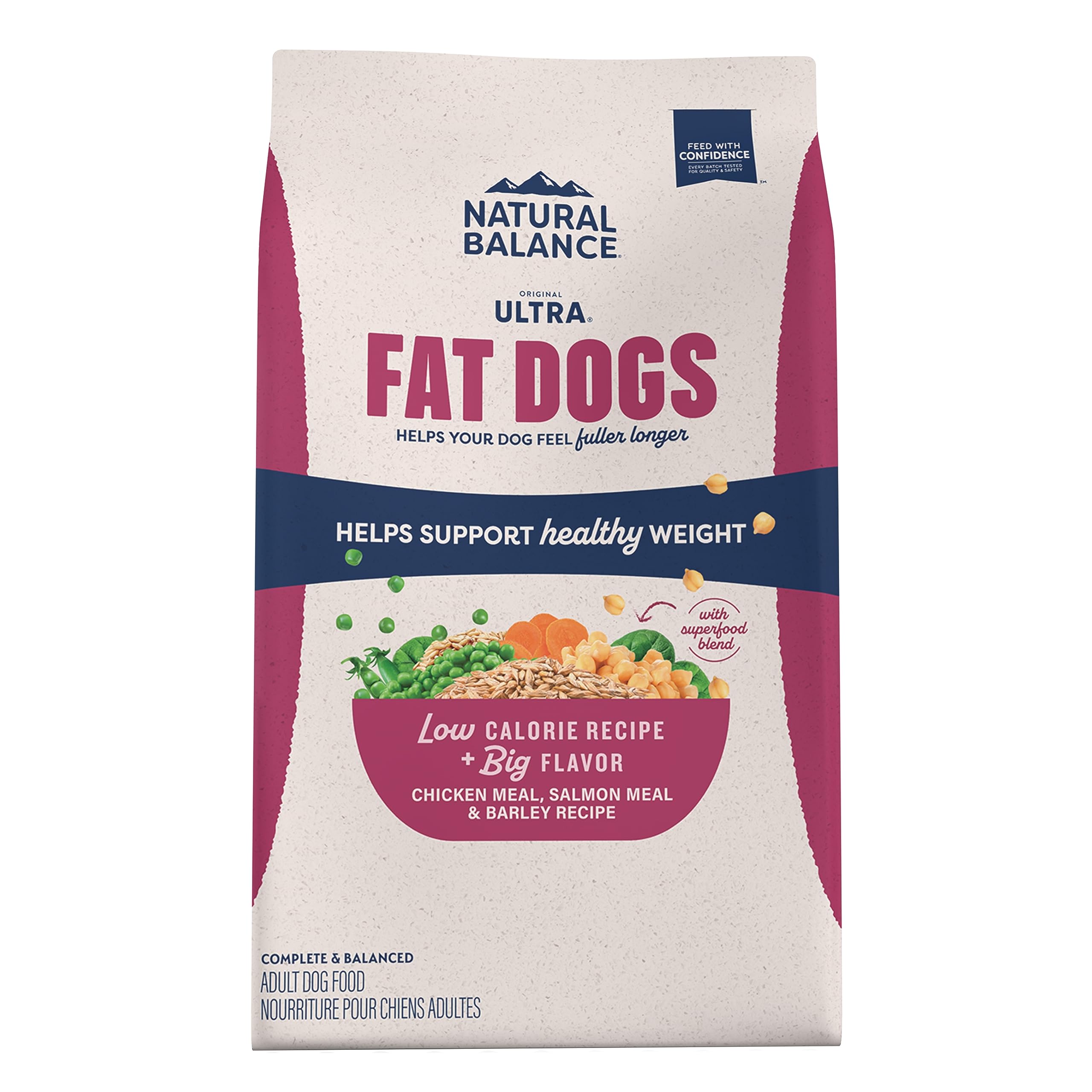 Natural Balance Original Ultra Fat Dogs Chicken Meal, Salmon Meal & Barley Recipe Adult Dry Dog Food, 4 lbs.