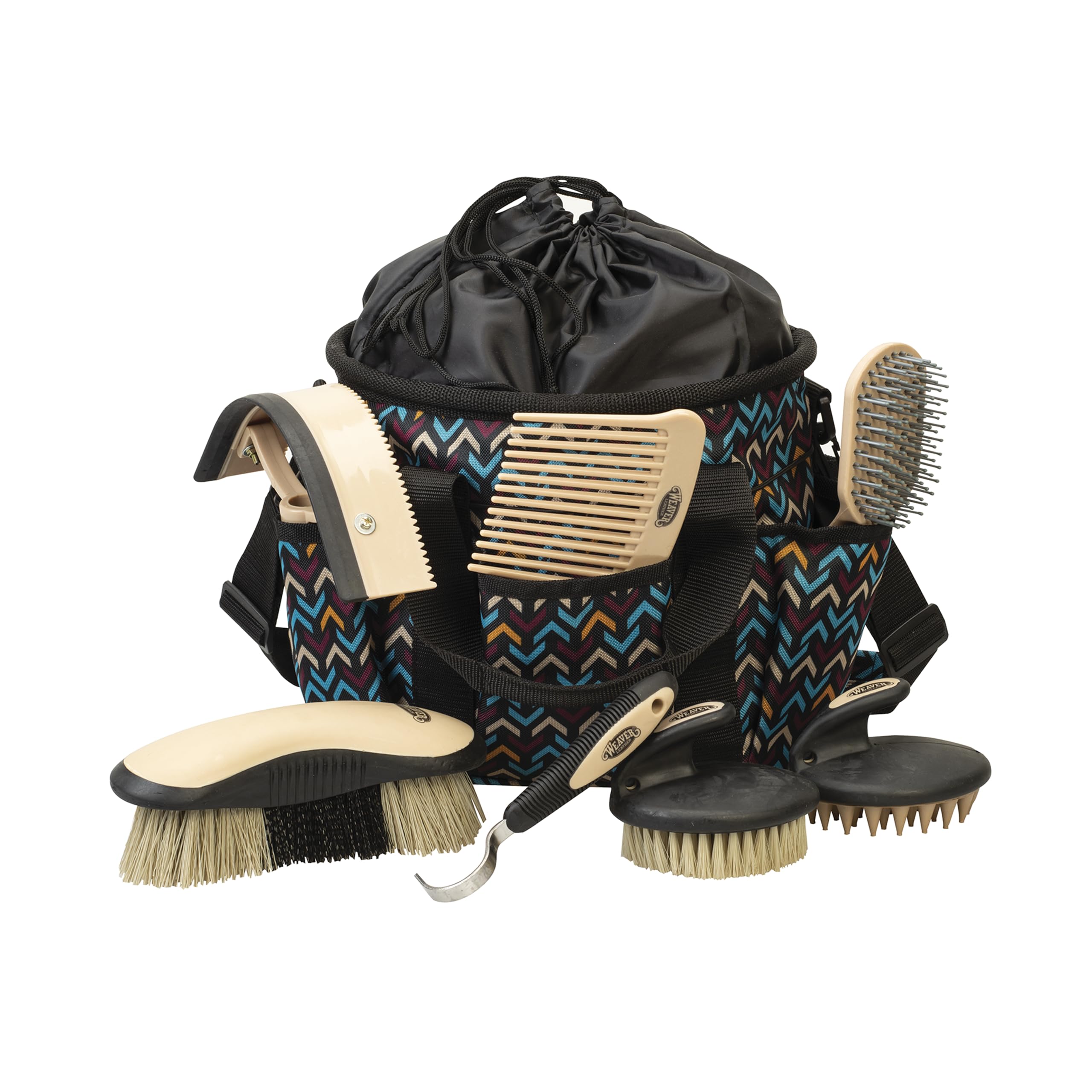 Weaver Leather Horse Grooming Kit, 7-Piece Horse Brush Set With Organizer Tote Bag, Equine Care, Horse Tack Room Equipment, Grooming Horse Supplies