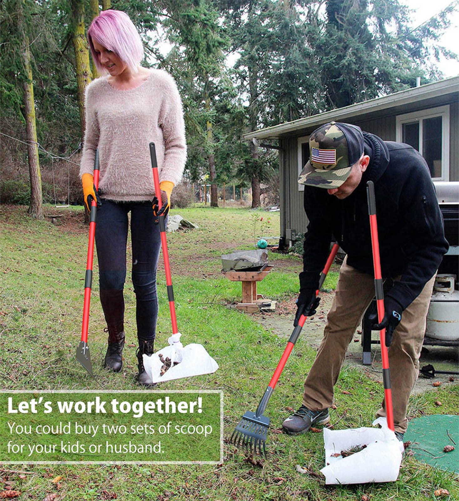 X-Tecokit Larger Pooper Scooper - Durable & Sturdy Rake, Spade, Tray Set With Long Handle Great For Large Small And Multi Dogs - Poop Scoop No Bend Down Easy To Use For Yard Grass Gravel Dirt