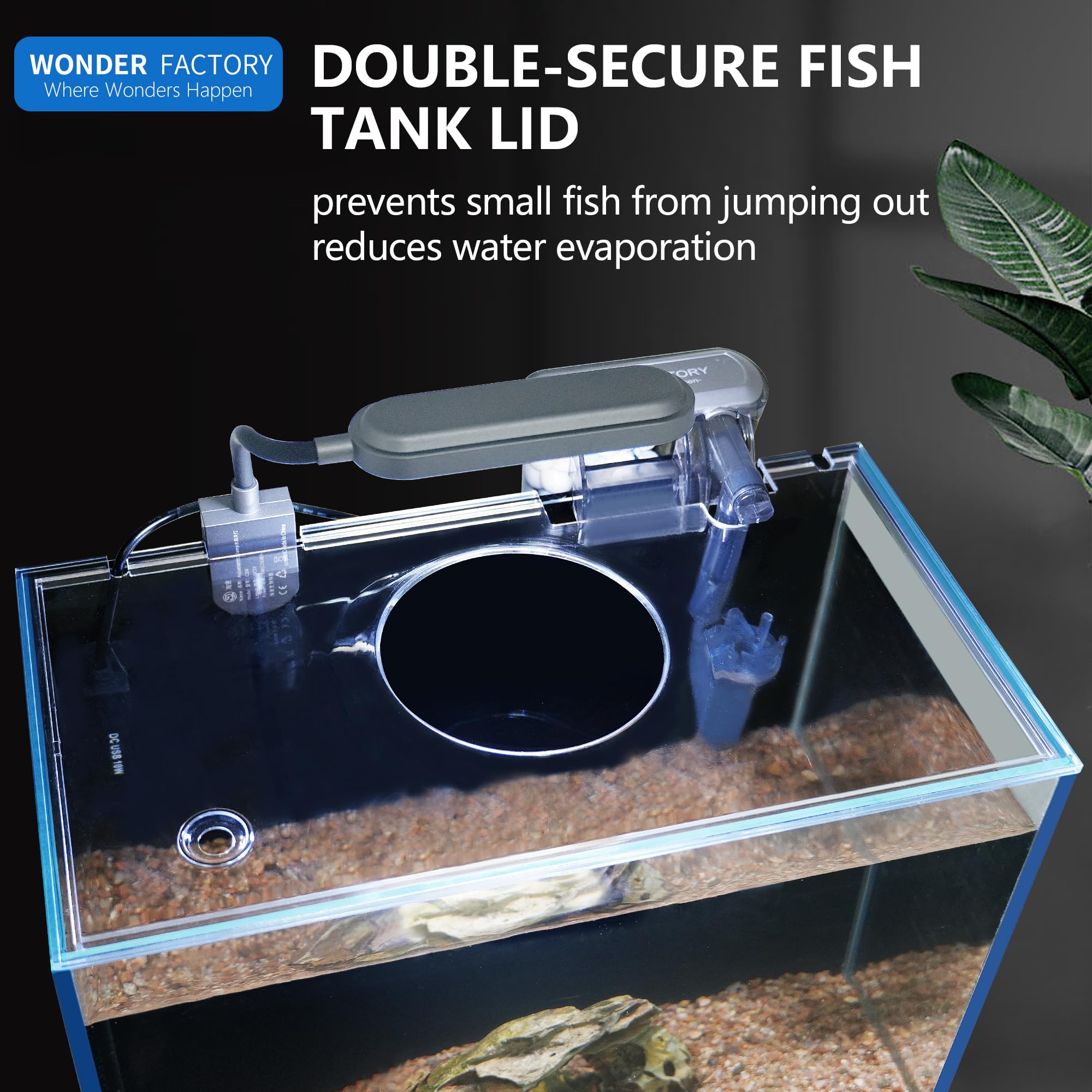 Aquarium Desktop Set 2.6 Gallon Small Fish Tank, Ultra Clear Glass Self Cleaning Filter Bright Light Heater Rocks Gravel Cleanin