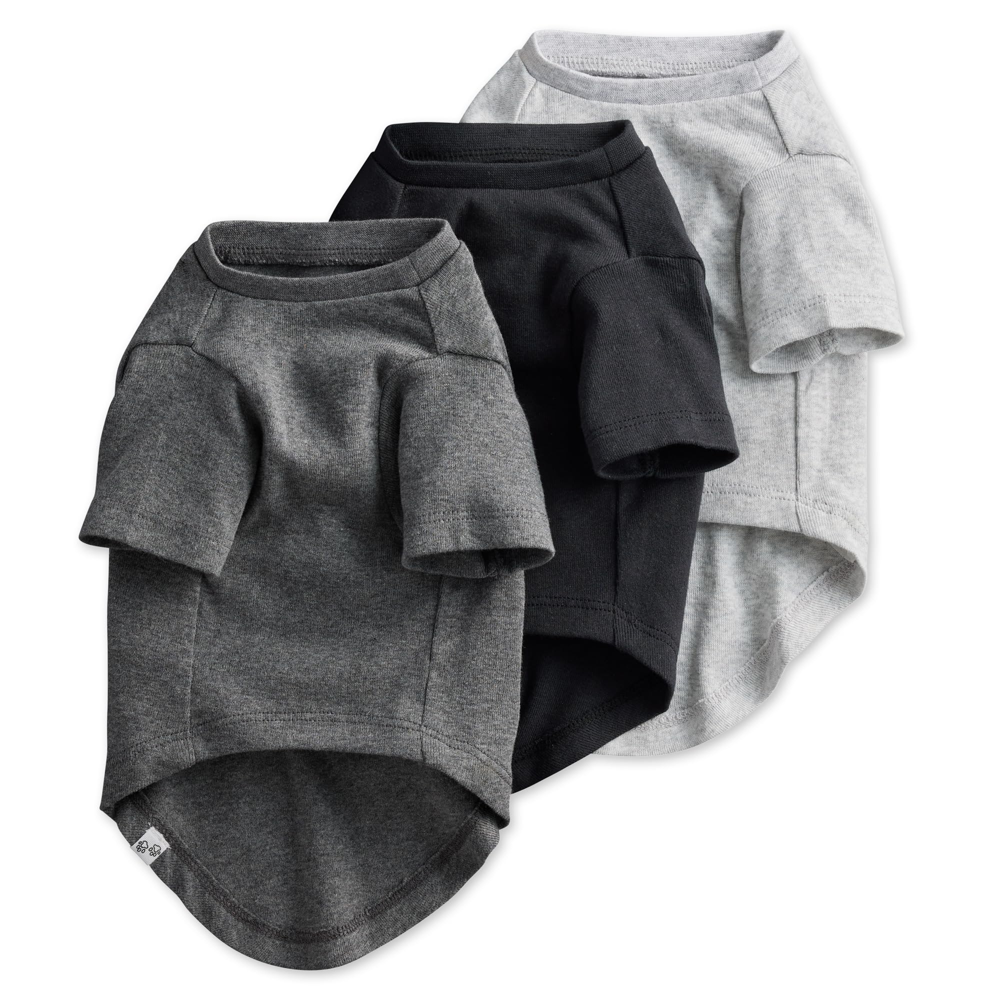 Pet Passion Multipack 100% Organic Cotton Dog Short Sleeve T-Shirt Pet Tees For All Breeds, Gray Ombre, Medium