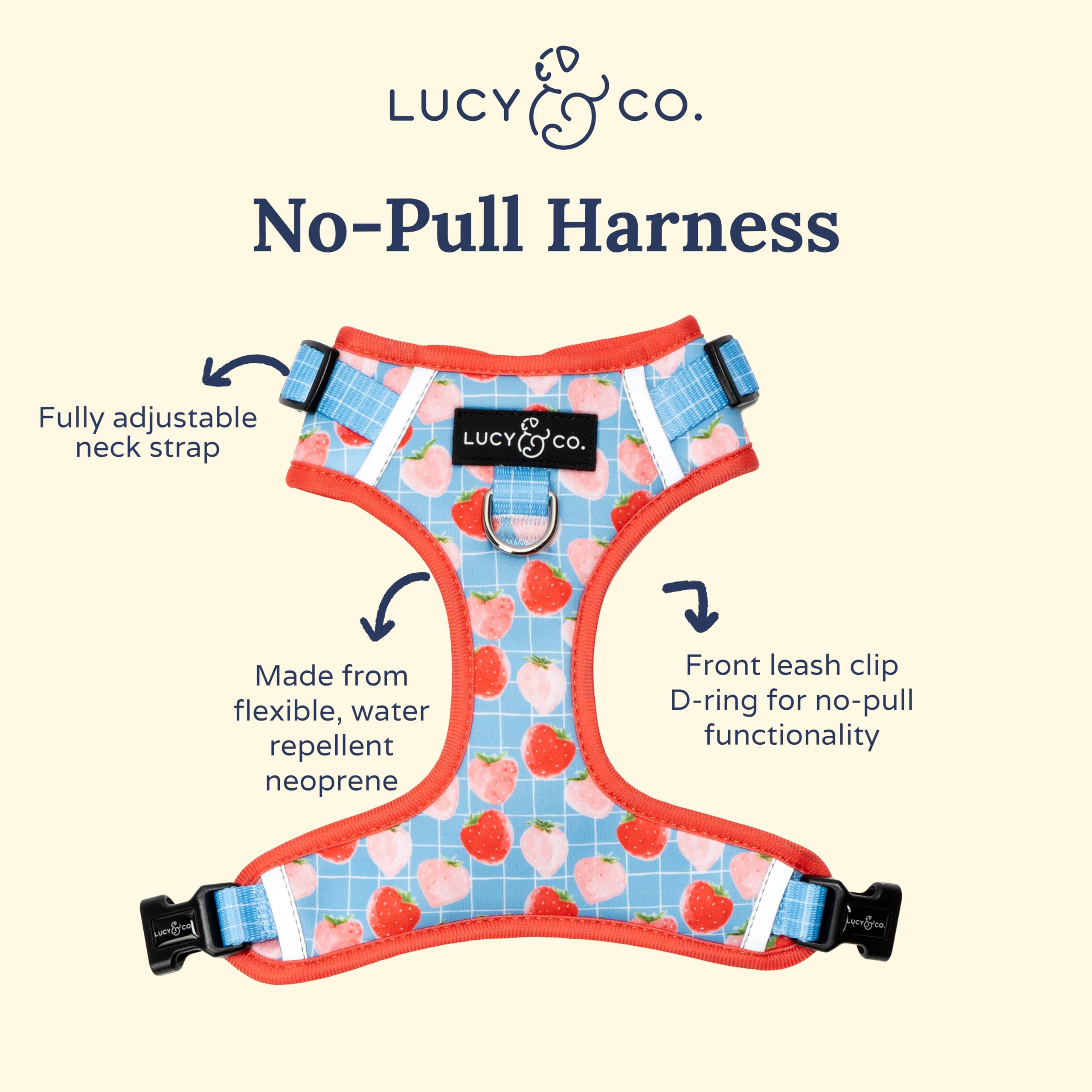 Lucy & Co. The Fresh Berries No-Pull Dog Harness - Size Small- Vest to Stop Pulling & Walk Easy - Comfortable Leash Training Pro