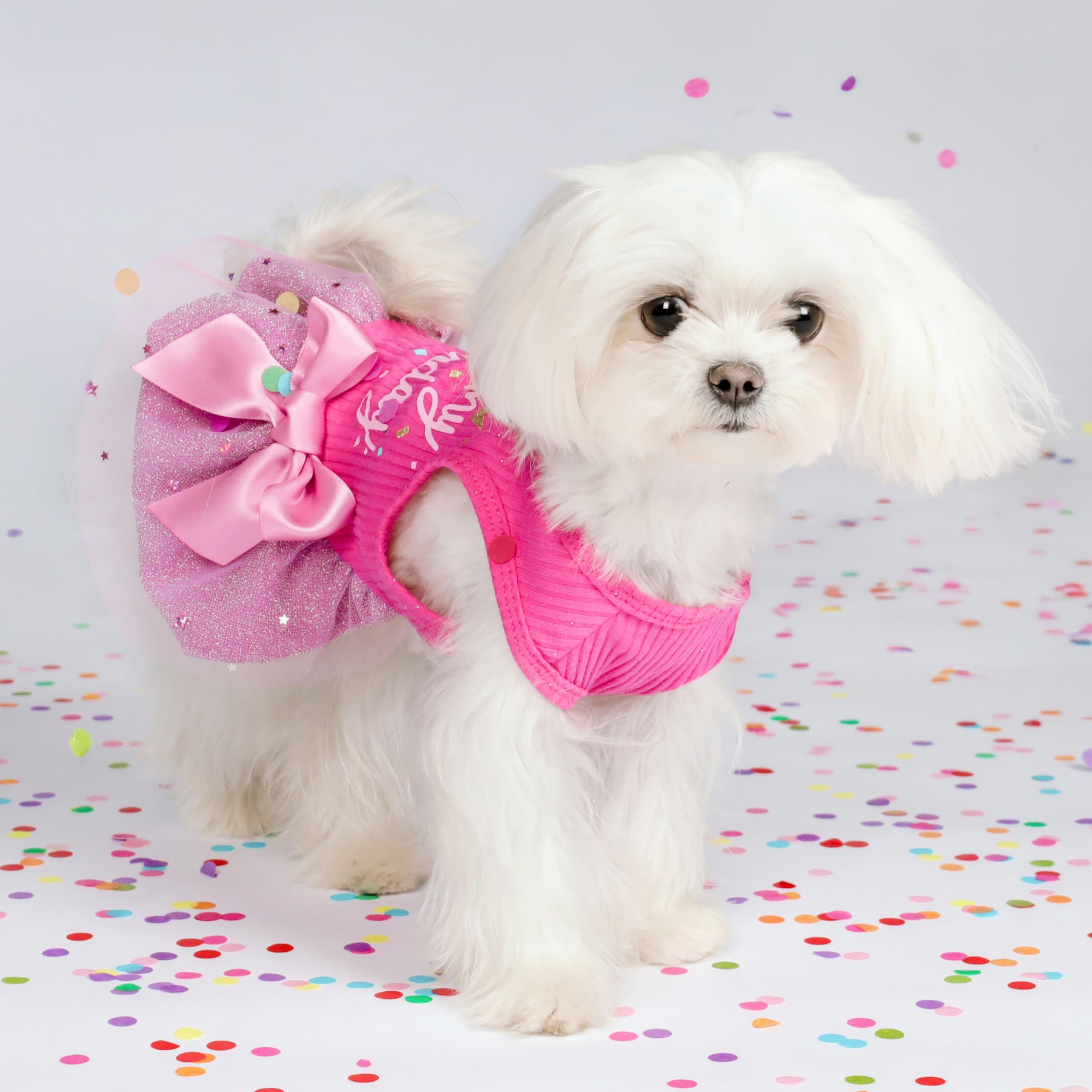 Fitwarm It'S My Birthday Dog Dress - Pink Bowknot Dog Clothes For Small Female Puppy, Xxs