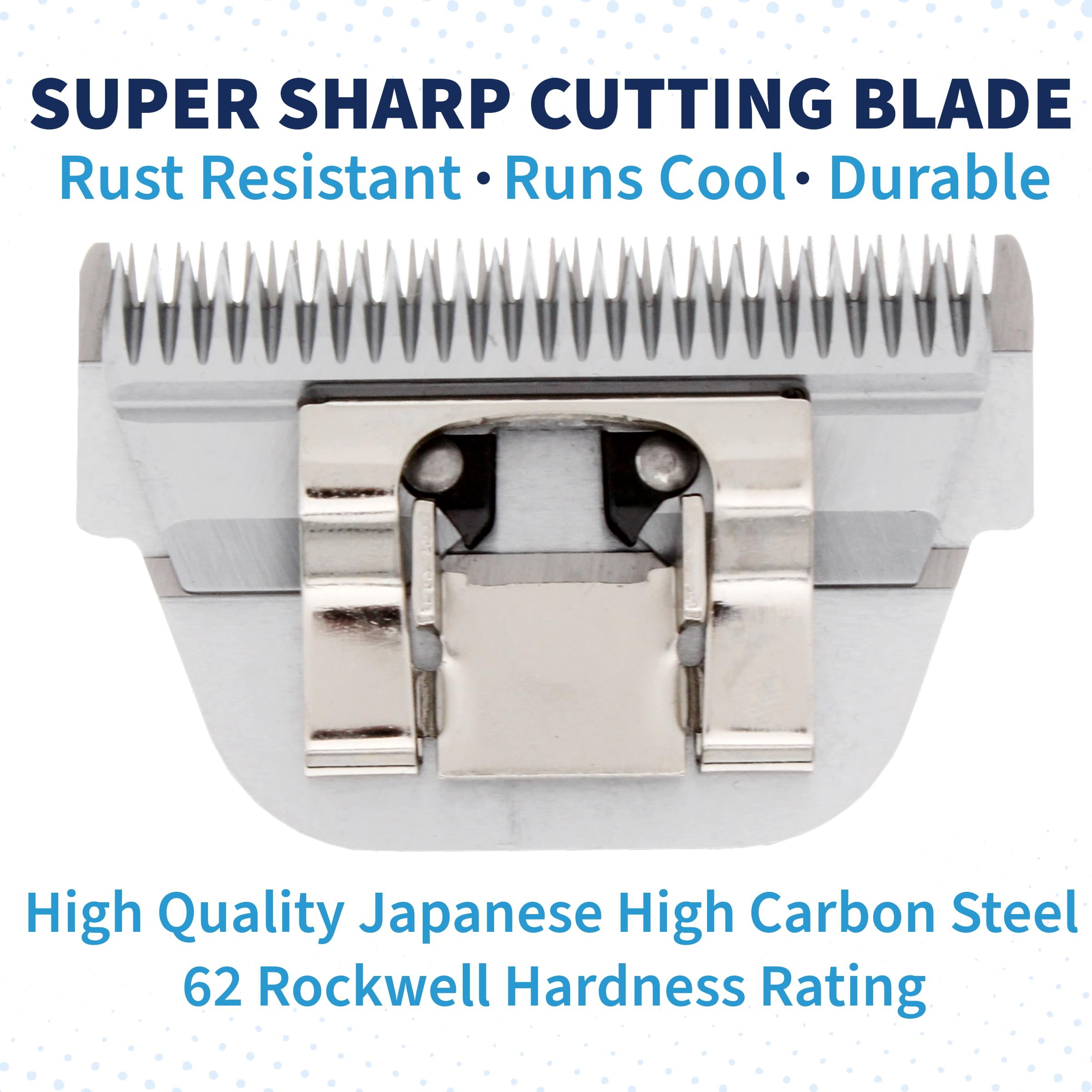 Bucchelli Detachable A Series Wide 40 Blade Dog Grooming Clipper Blades Cuts Length 1/100'' 0.25Mm Japanese High Carbon Steel Do