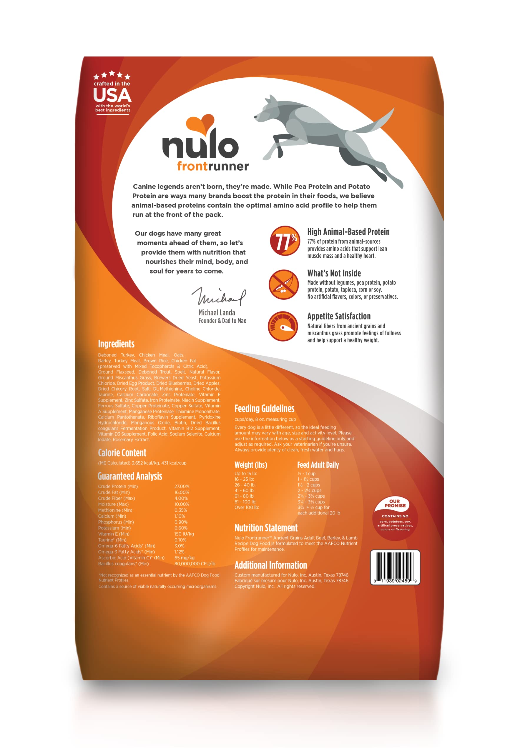Nulo Frontrunner Turkey, Trout & Spelt Adult Dry Kibble Dog Food with Ancient Grains, 25 Pound Bag