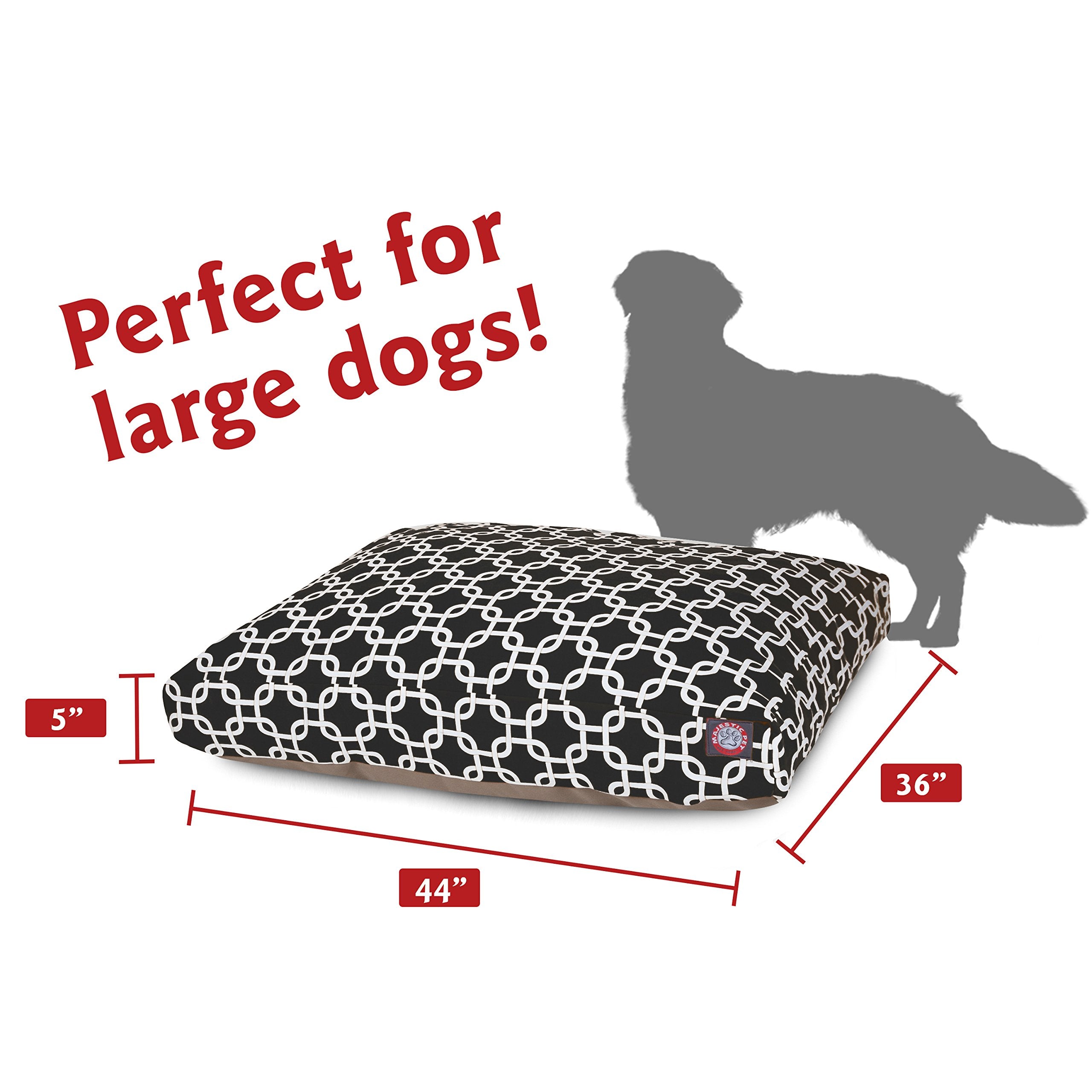 Black Links Large Rectangle Indoor Outdoor Pet Dog Bed With Removable Washable Cover By Majestic Pet Products