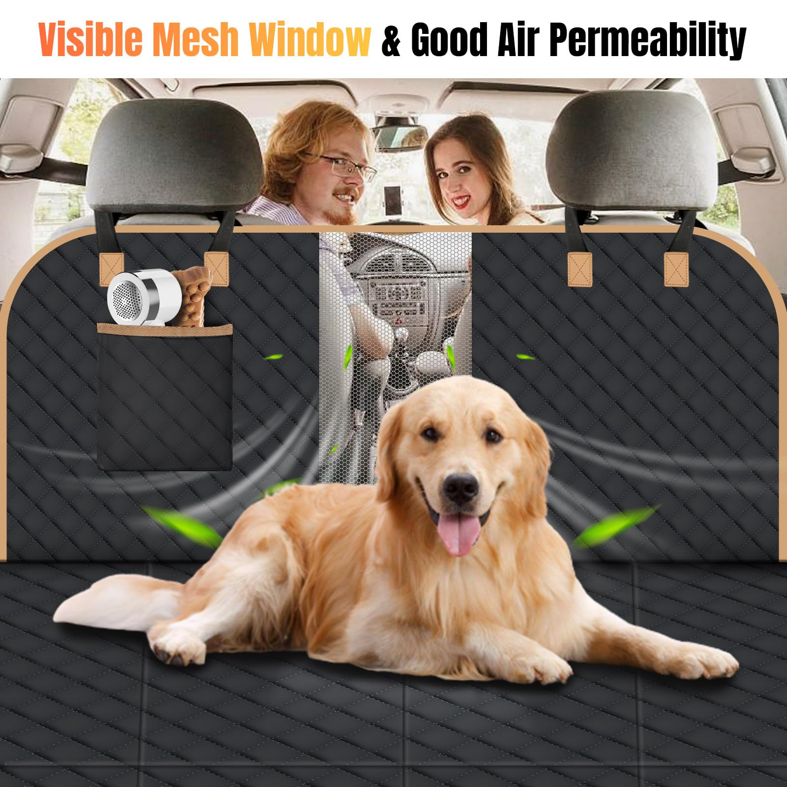 Lekespring Dog Car Seat Cover For Back Seat, Dog Car Bed Cover With Strong Hard Bottom 4 Panels, Car Back Seat Extender Hammock