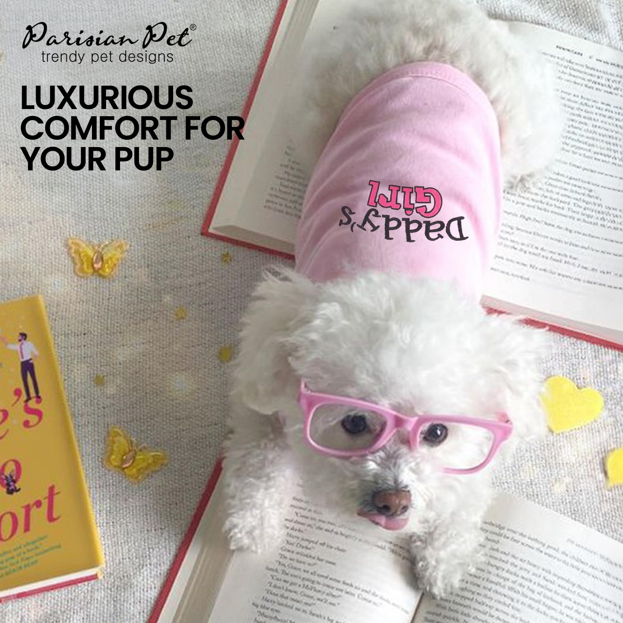 Parisian Pet Dog T-Shirt With Embroidered 'Daddy’S Girl' Words - 100% Cotton, Breathable Sleeveless Girl Dog Clothes - Machine Washable Dog Shirt For Large Dogs, 3Xl