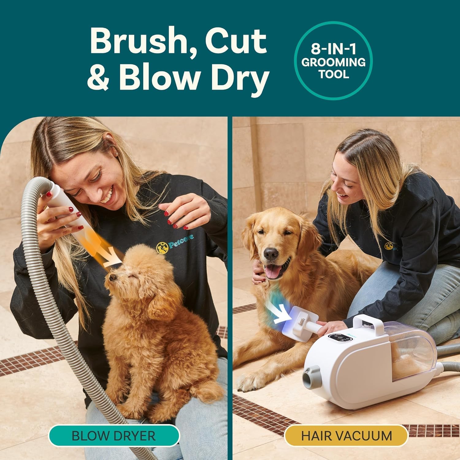 Dog Grooming Vacuum And Kit, Hair Dryer 8-In-1, 60Db Low Noise Vacuum For Shedding And Grooming, Pet Grooming Vacuum For Dogs An