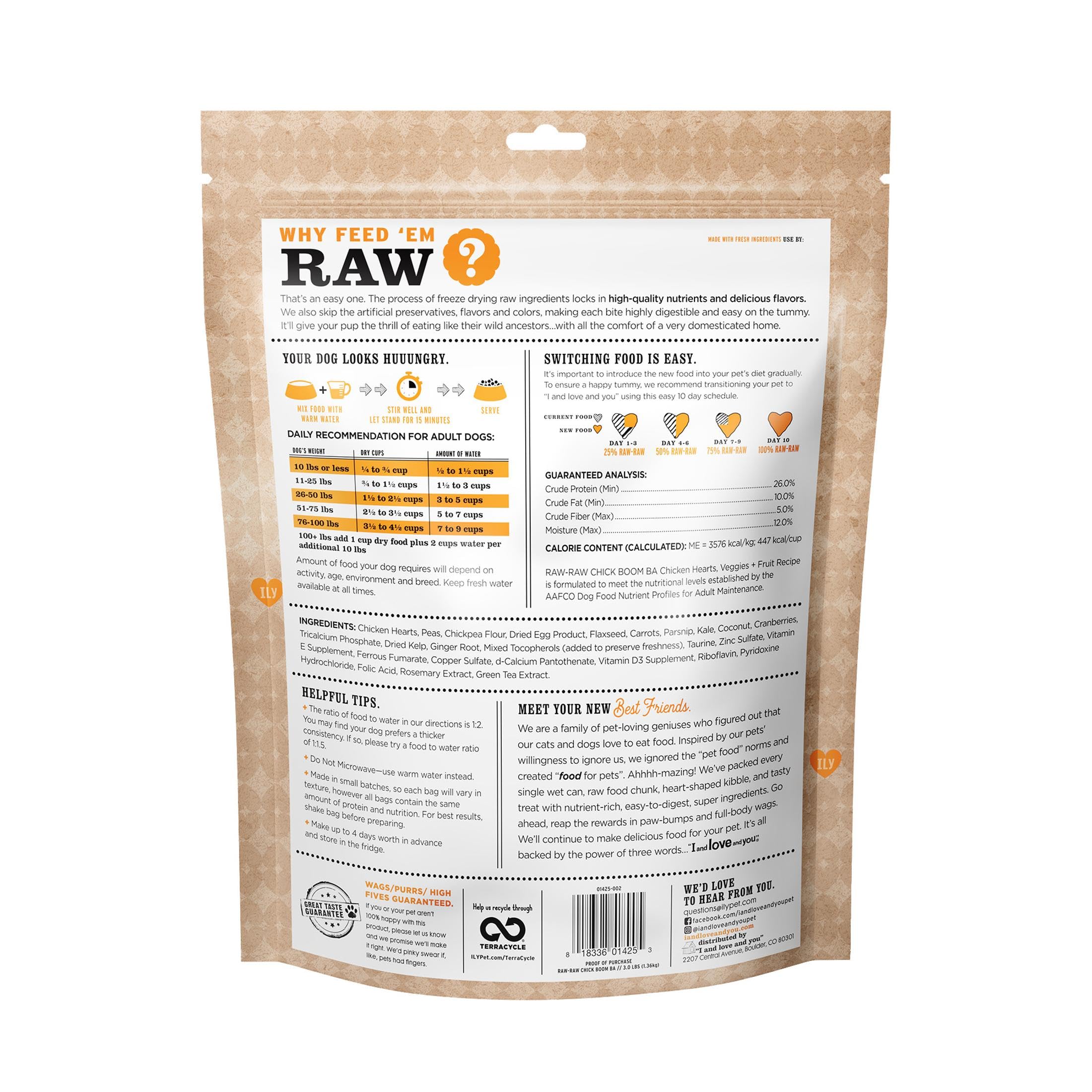 I and Love and You Stir and Boom Dehydrated Freeze Dried Raw Dog Food - Chicken - Grain Free, Real Meat, No Fillers, 3lb Bag