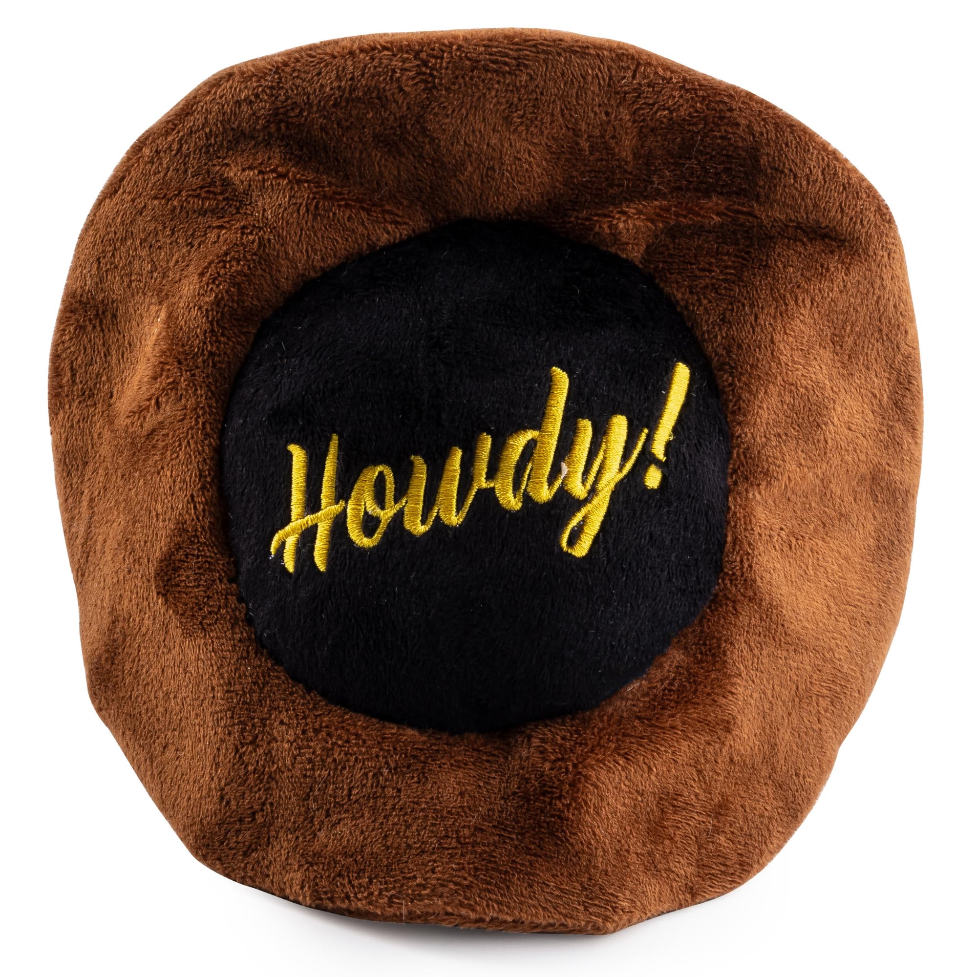 Haute Diggity Dog Cowboy Hat Plush Dog Toy for Medium & Large Dogs, Western-Inspired Stuffed Dog Toys with Interactive Squeaker,