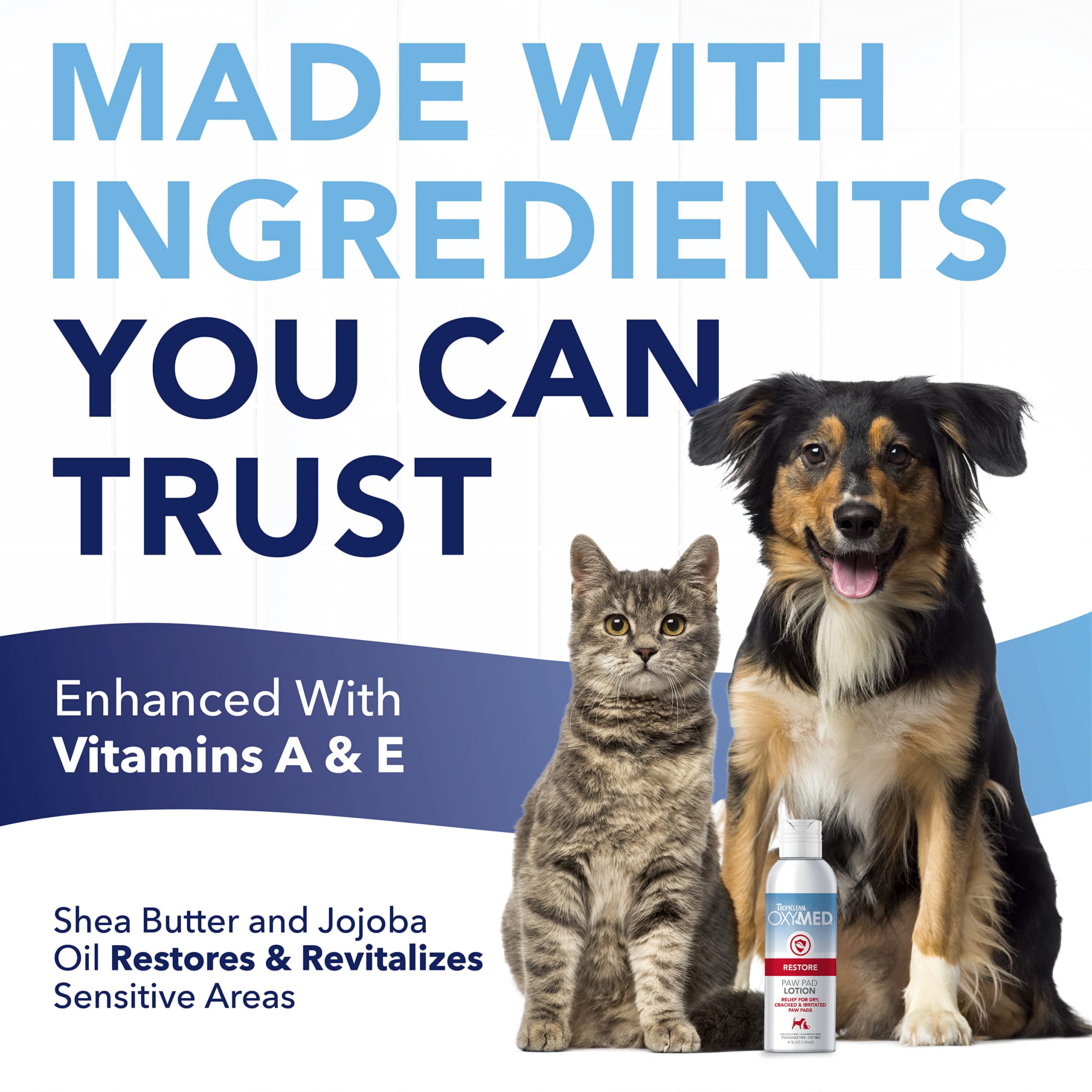 TropiClean OxyMed Dog Paw Balm, Moisturizing & Healing Dog Lotion for Dry Paws & Noses, Soothes Itchy Skin with Shea Butter and