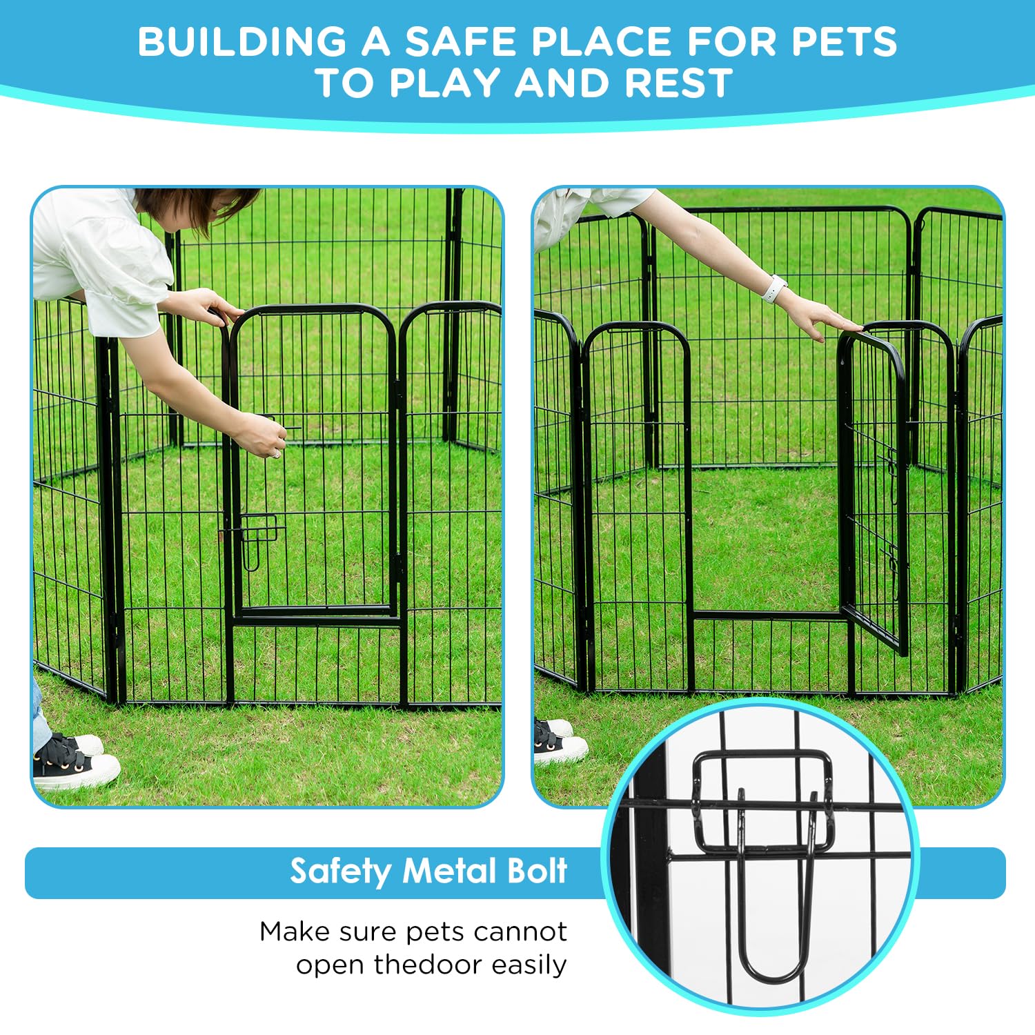 Bestpet Dog Playpen Indoor 32 Inch Height 6 Panels Dog Pen For Medium And Large Dogs, Exercise Pen Pet Dog Fence With Doors Pet