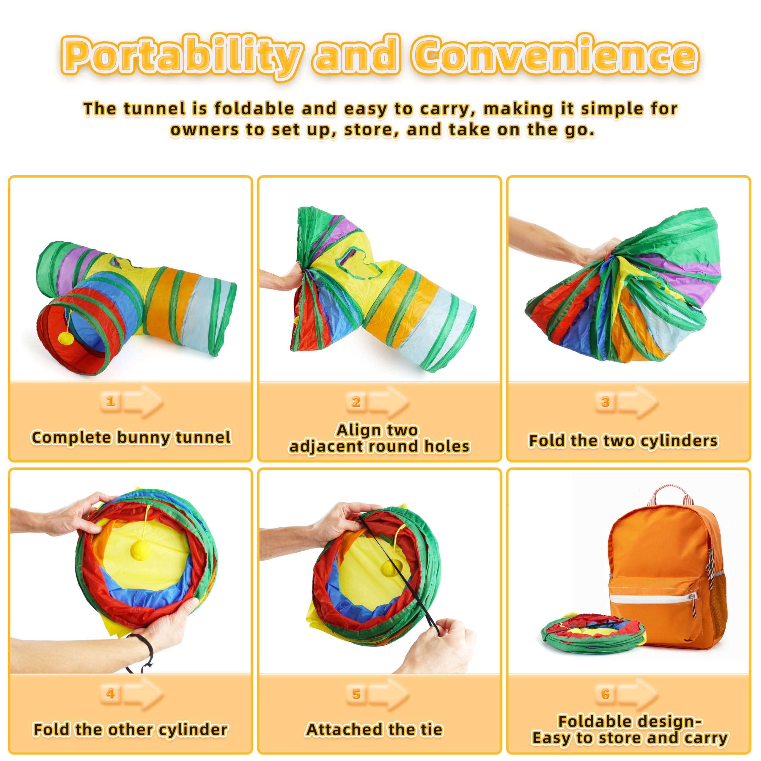 Hiimalex Guinea Pig Tunnel 3-Way Collapsible Tube For Guinea Pigs Ferrets Hedgehogs Chinchillas Hamsters With Interactive Toy Fo