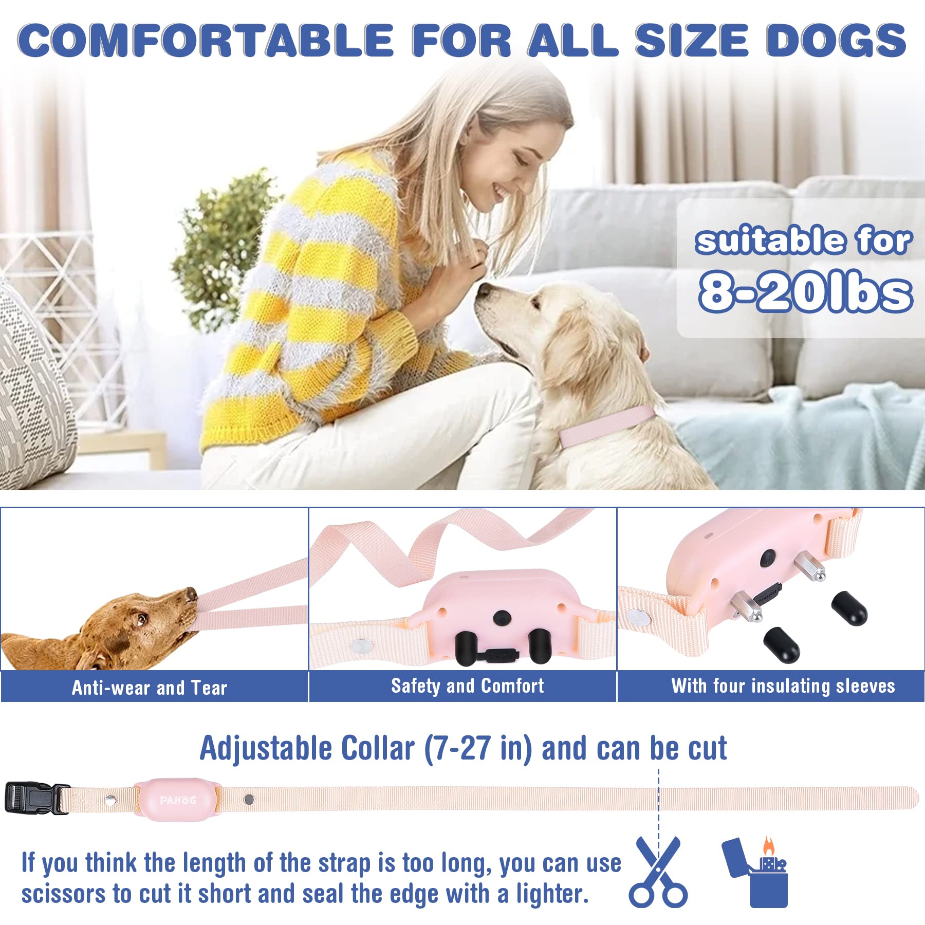 Pahog Dog Shock Collar, Waterproof Dog Training Collar With Remote 1000Ft, Rechargeable Electric Shock Collar For Large Medium S