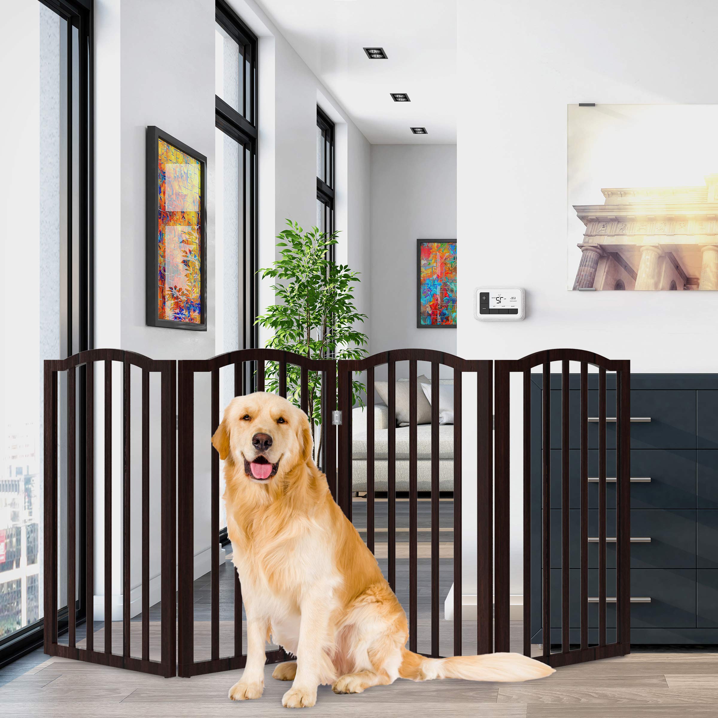 Petmaker Indoor Pet Gate - 4-Panel Folding Dog Gate For Stairs Or Doorways - 73.5X32-Inch Tall Freestanding Pet Fence For Cats And Dogs (White)
