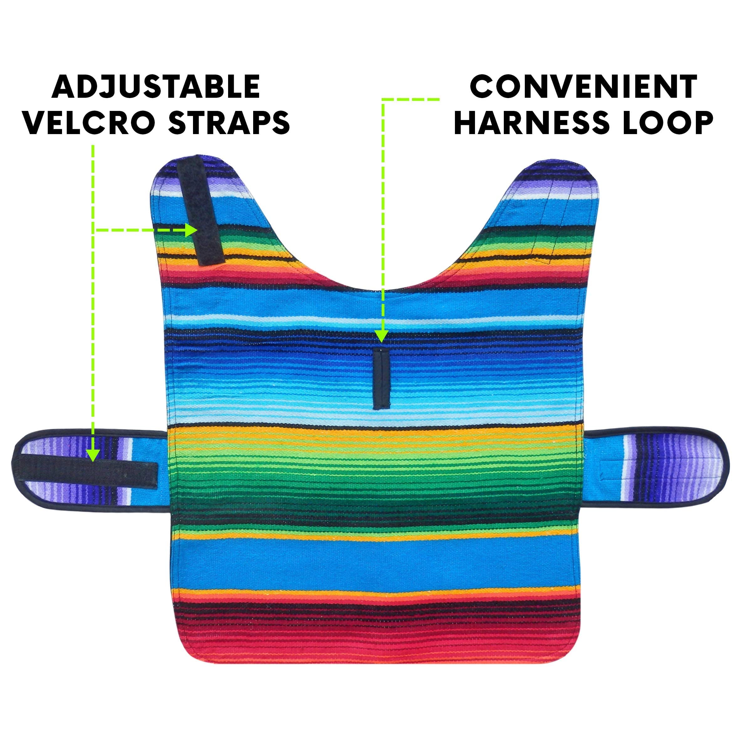 Dog Clothes - Handmade Dog Poncho from Authentic Mexican Blanket (Blue, XXS)