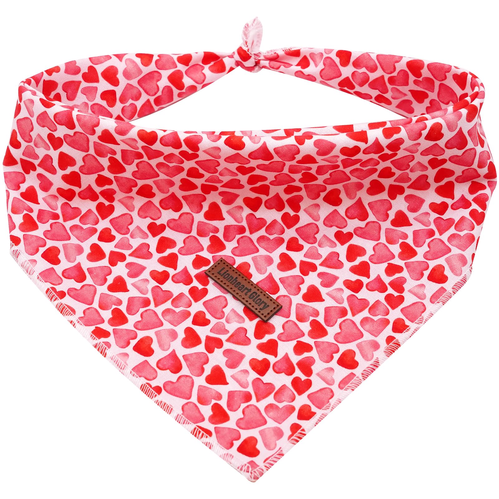 Lionheart Valentine Dog Bandana - Soft, Washable Dog Scarf, Square, Adjustable For Medium To Large Dogs