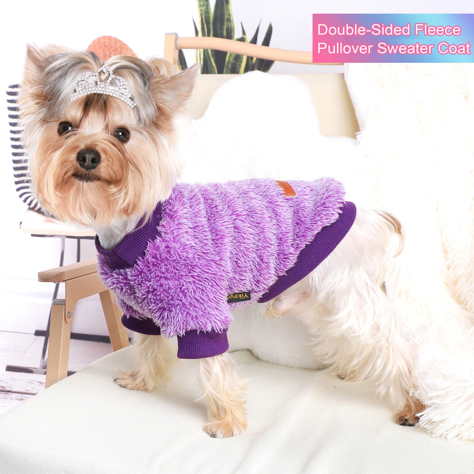 Kosiyi Dog Sweaters For Small Dogs Girl Boy, Puppy Clothes Chihuahua Teacup Yorkie Fleece Sweaters Spring Winter Warm Sweater Ti